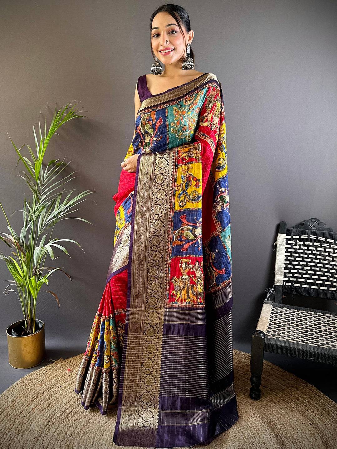 Patchwork Grace Viscose Dola Silk Saree by My Store