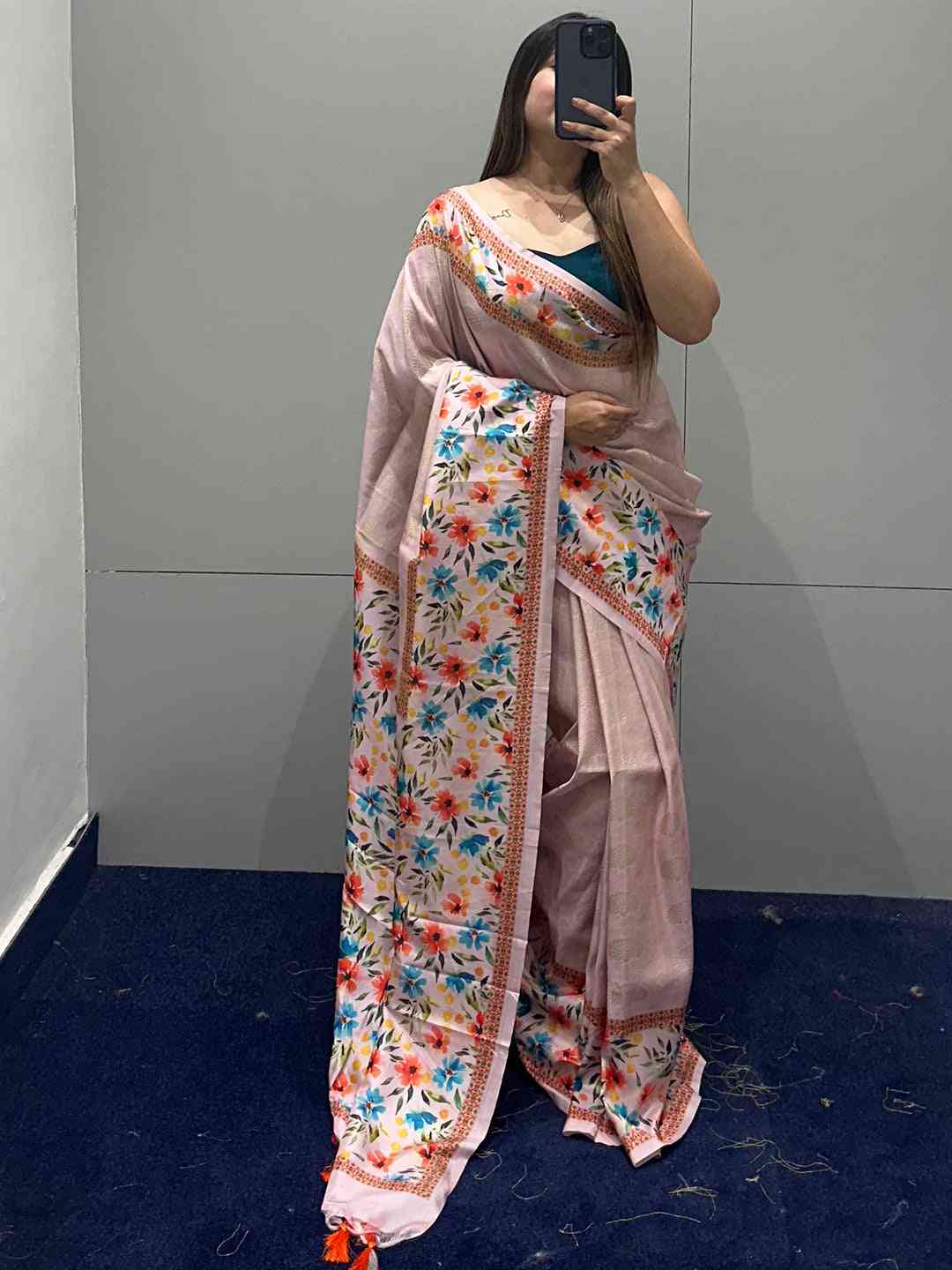 Light Pink Colour Kanjivaram Weaving Saree With Print by My Store
