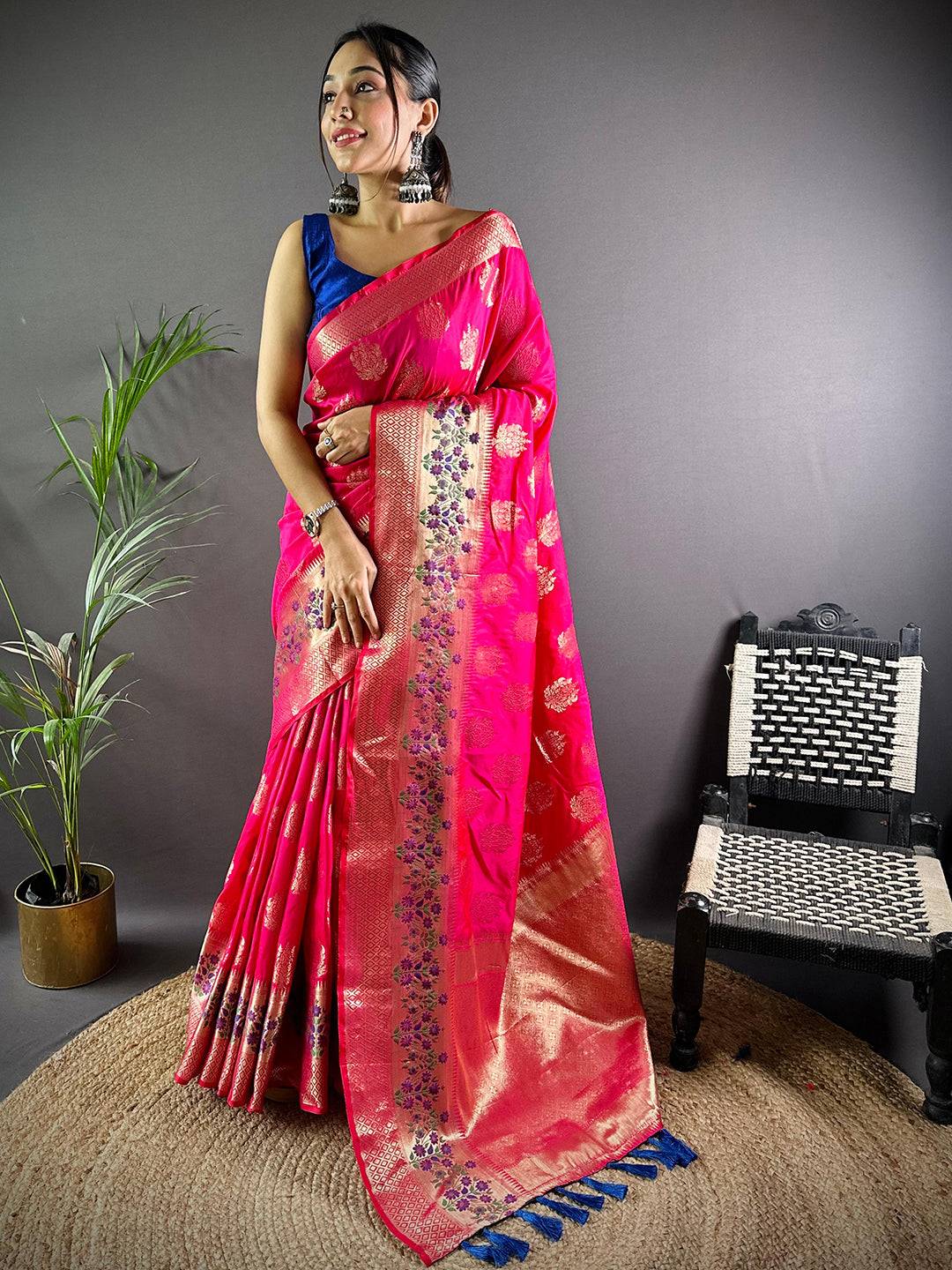 Golden Bloom Banarasi Elegance Saree by My Store