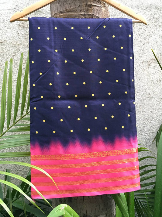Pichwai Print Persian Blue Silk Saree by My Store