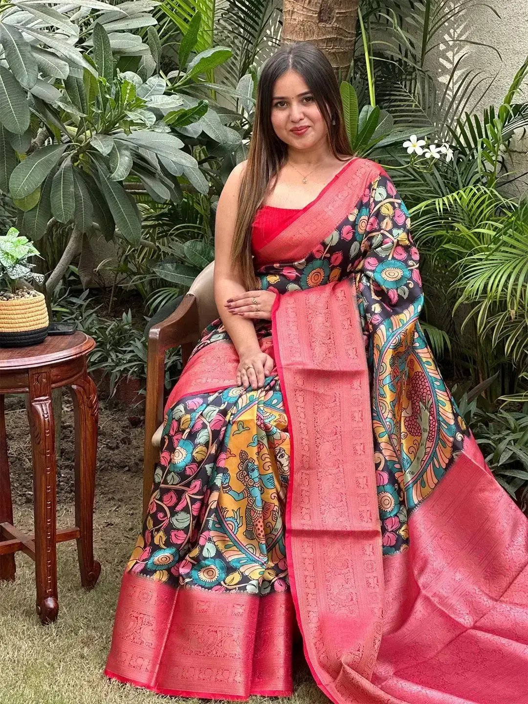 Soft Silk Kalamkari Digital Print Saree