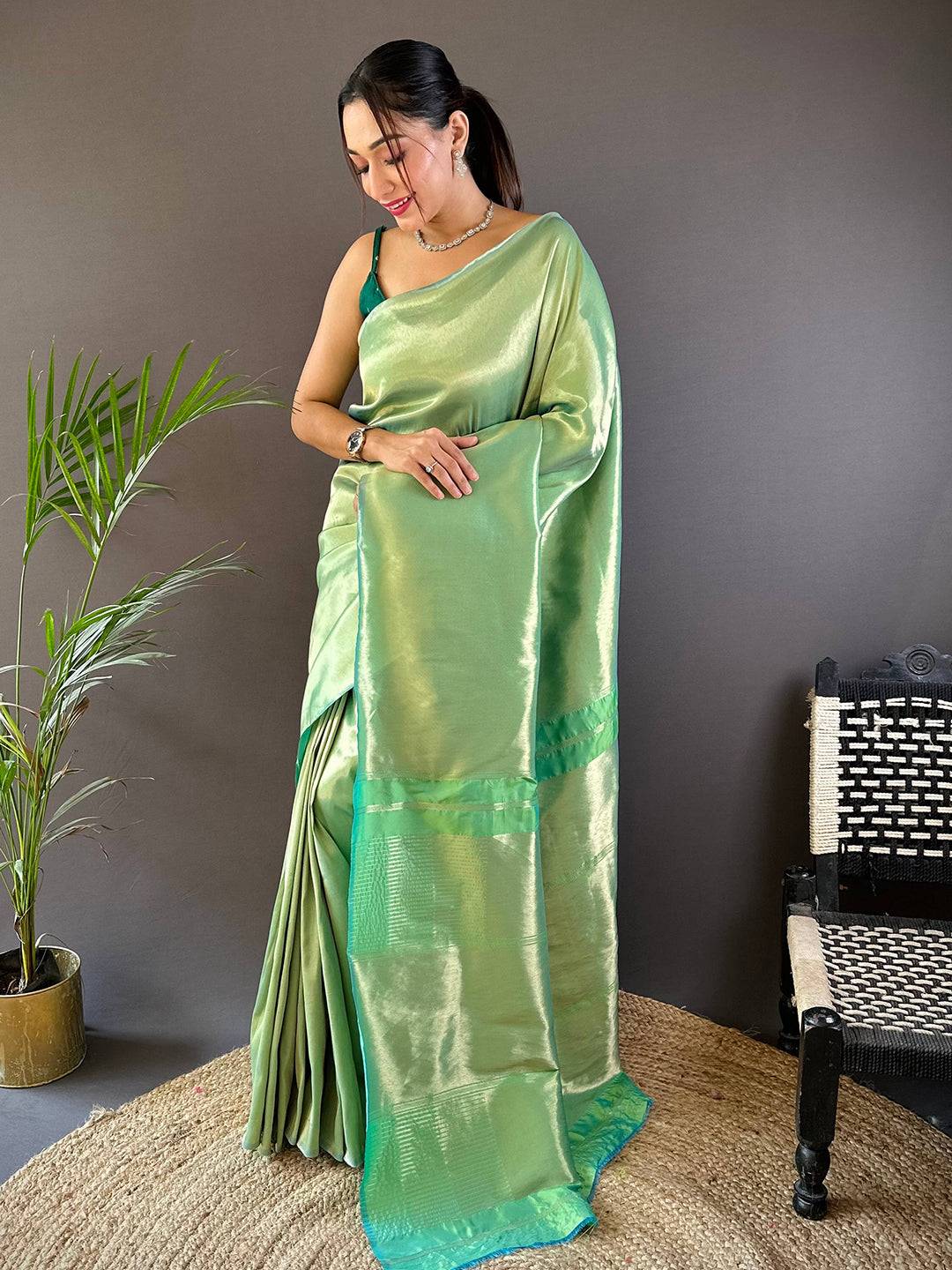 Mint Green Elegance Kanjivaram Saree by My Store