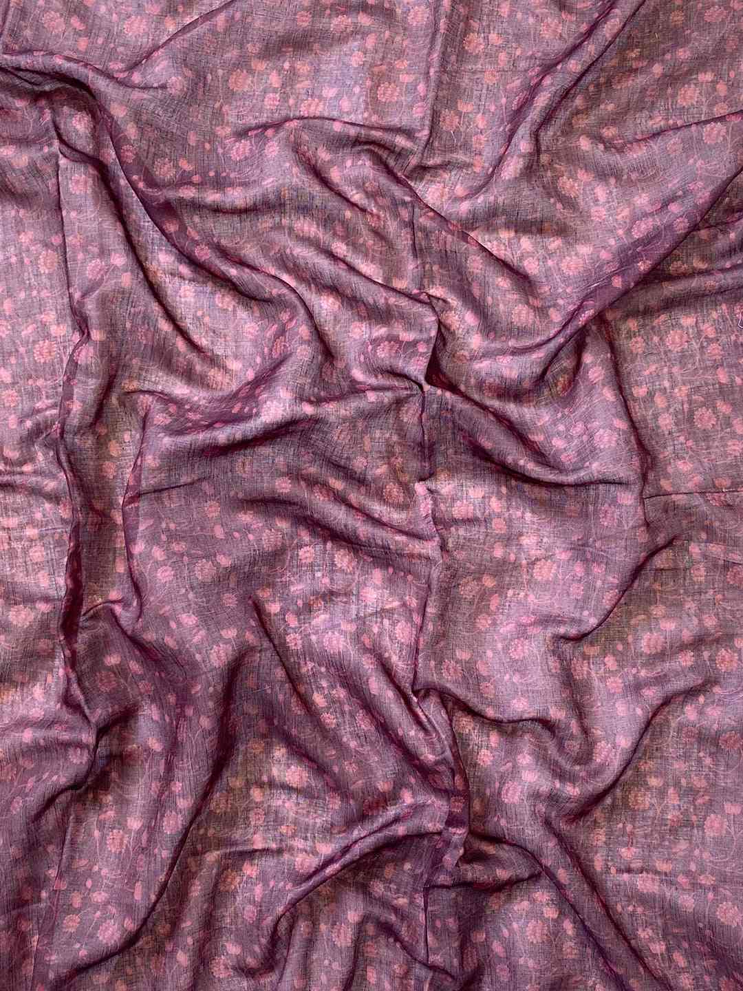 Soft Linen Ombre Pichwai Printed Purple Colour Saree by My Store