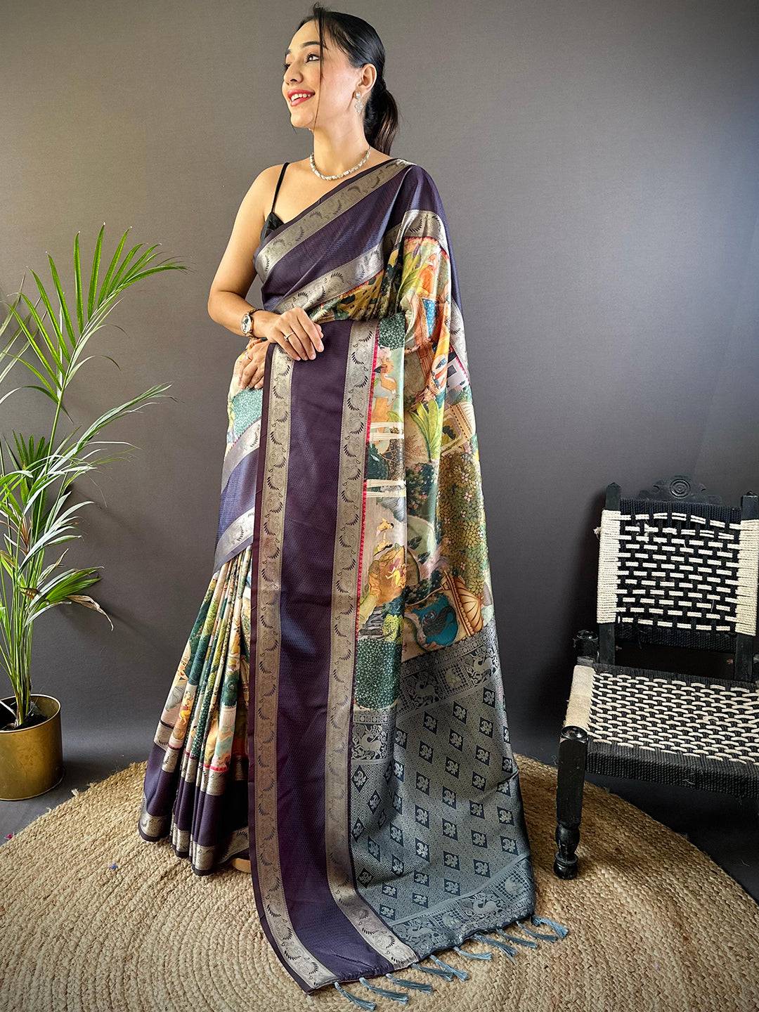 Mughal Majesty Soft Silk Saree by My Store