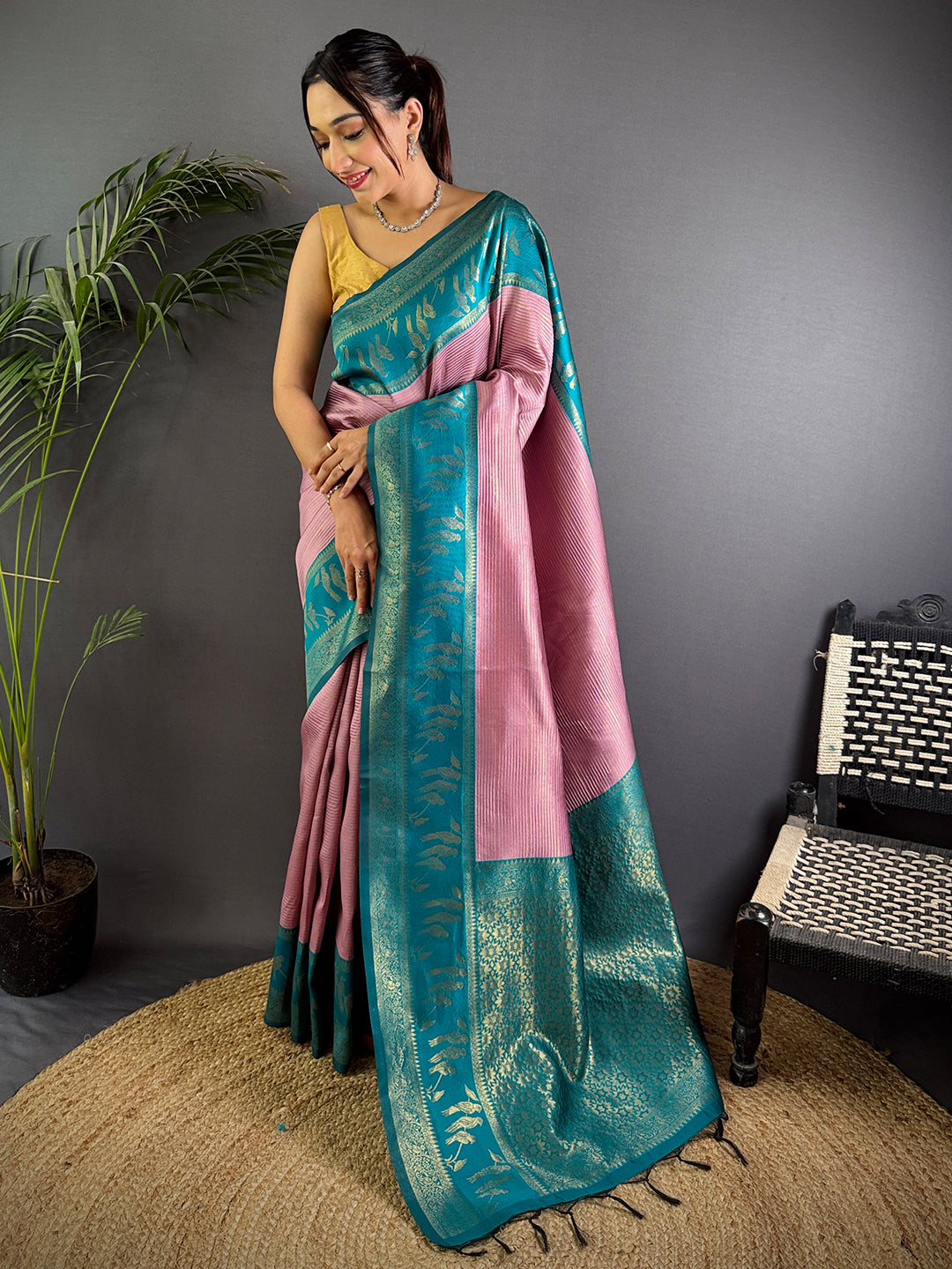Pink Majesty Banarasi Katan Silk Saree by My Store