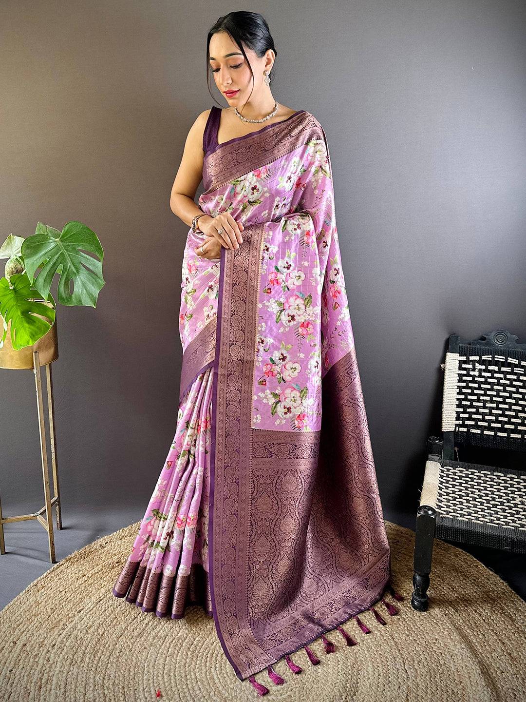 Lavender Bliss Floral Saree by My Store