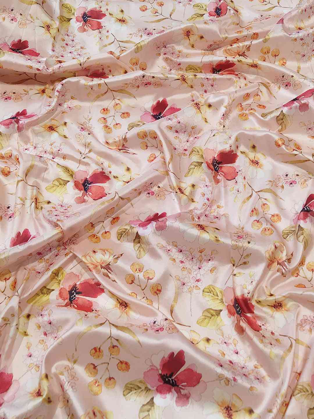 Peach Banarasi Kanjivaram Floral Print Saree by My Store