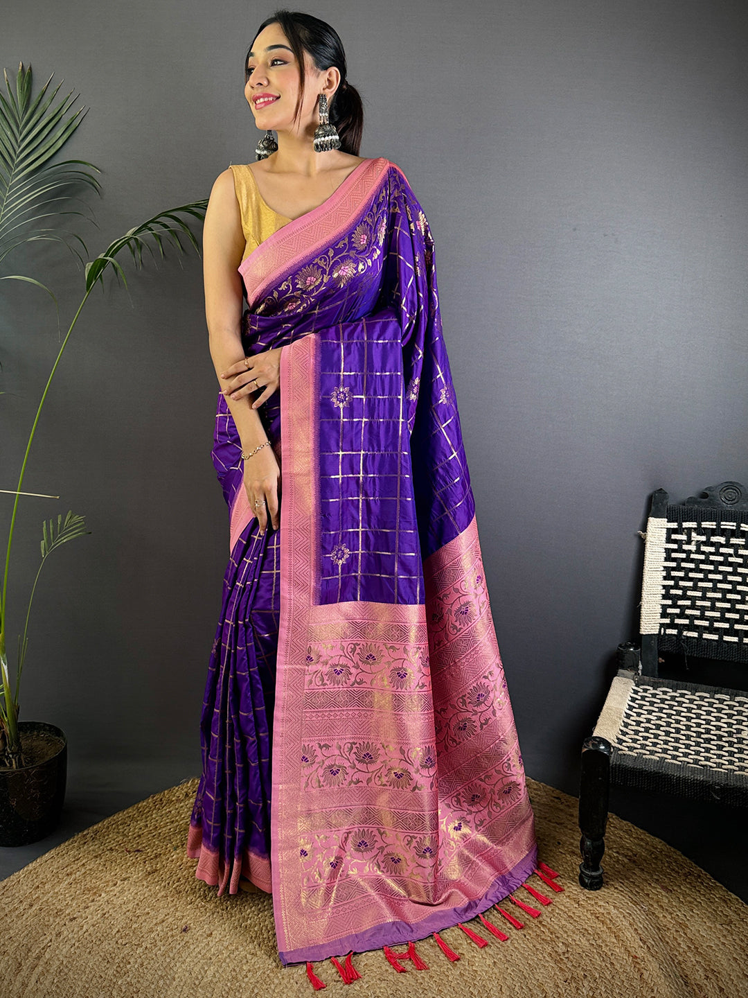 Royal Purple Soft Silk Pattu Saree by My Store