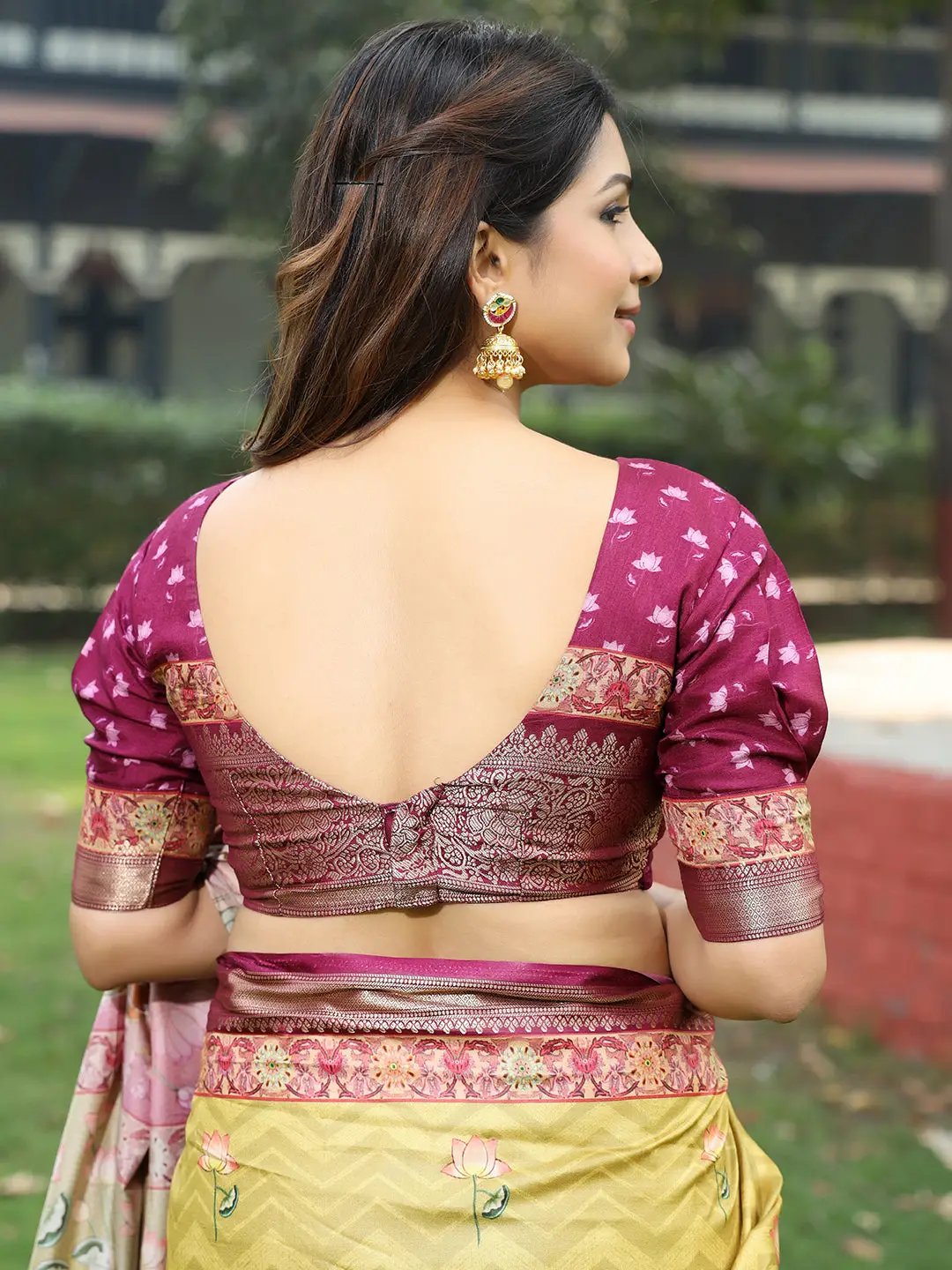 Light Green Colour Pure Viscose Dola Silk Saree with Pichwai Kalamkari Print - Luxe
