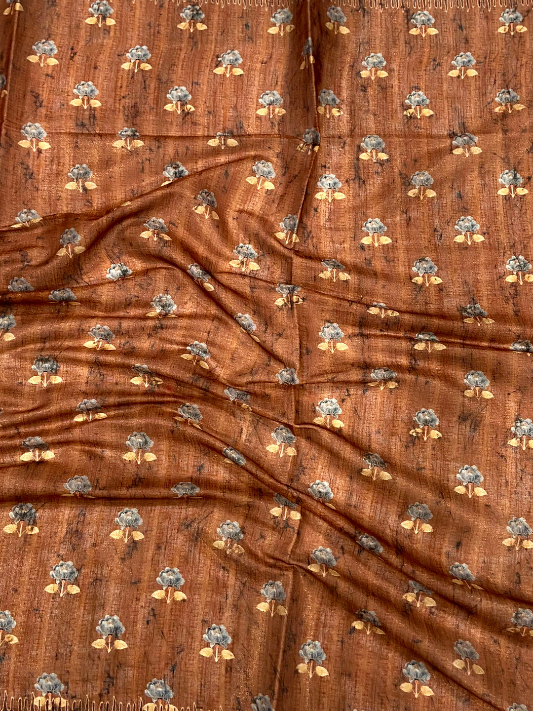 Copper Brown Tissue Chanderi Kalamkari Saree by My Store