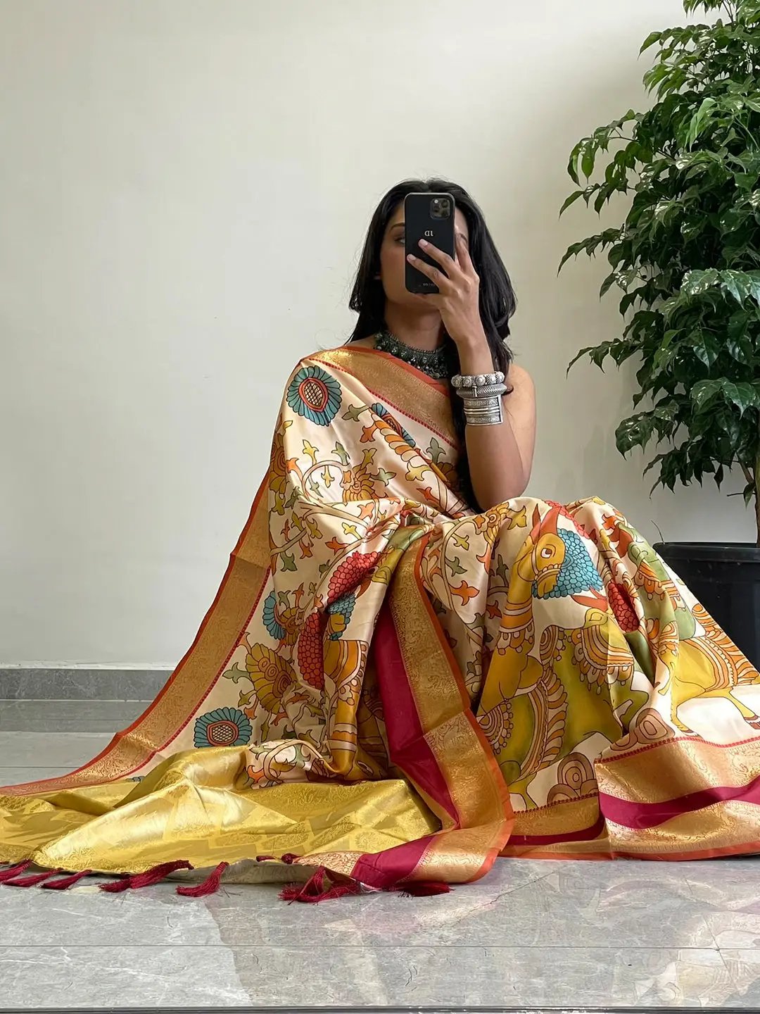 Multi Colour Soft Silk Kalamkari Saree