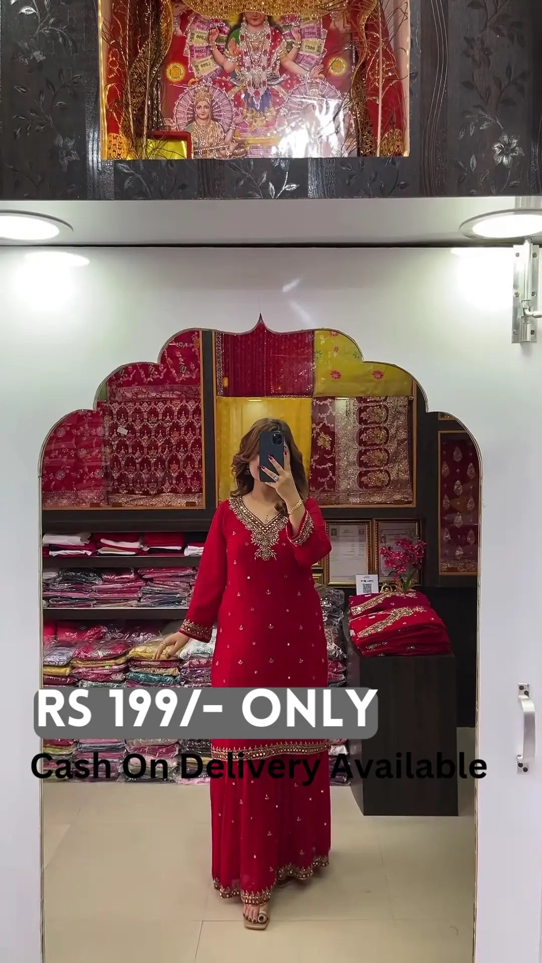 Red Embroidered Anarkali Suit – Graceful Ethnic Charm - My Store