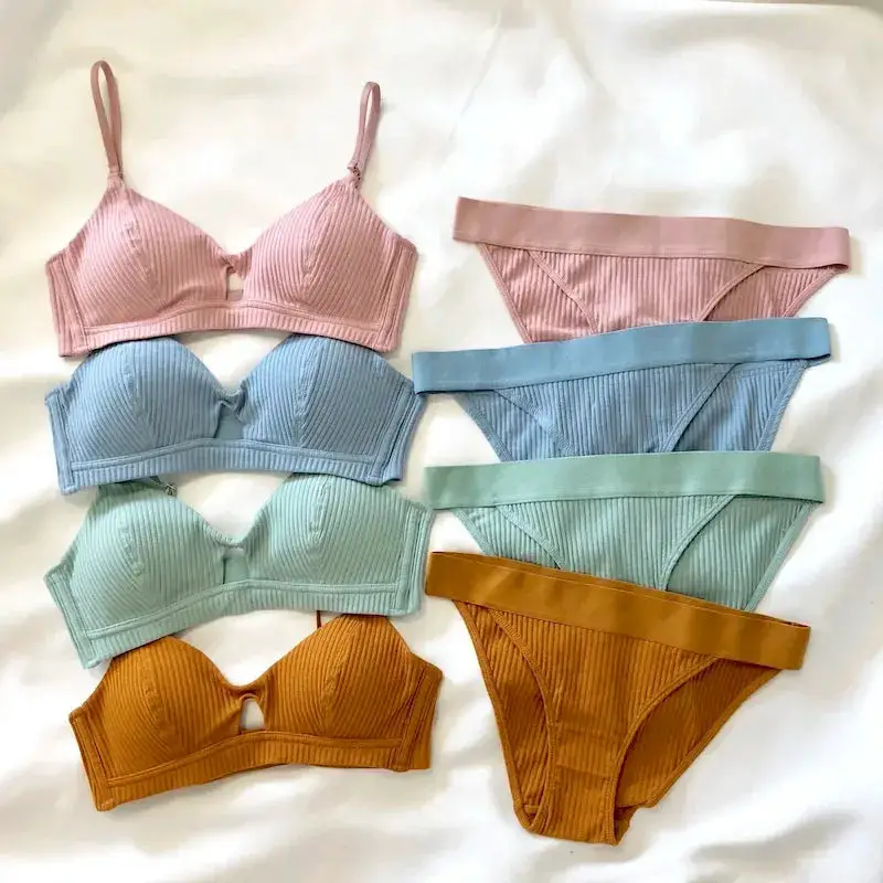 Women's Lightly Padded Wire Free Bra Panty Lingerie Set for Girl's Combo (Pack of 4) - My Store