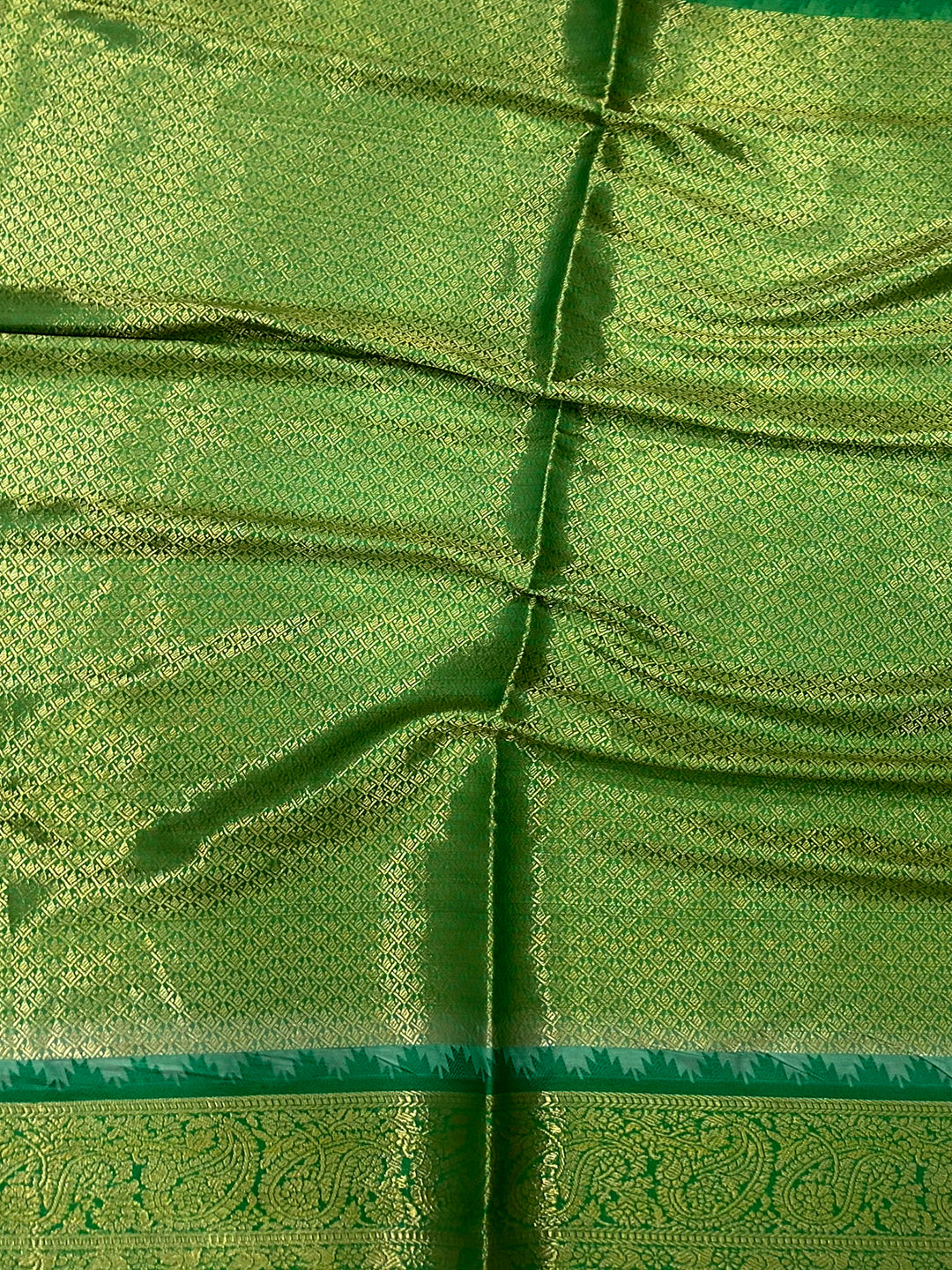 Green Banarasi Silk Lotus Kalamkari Saree