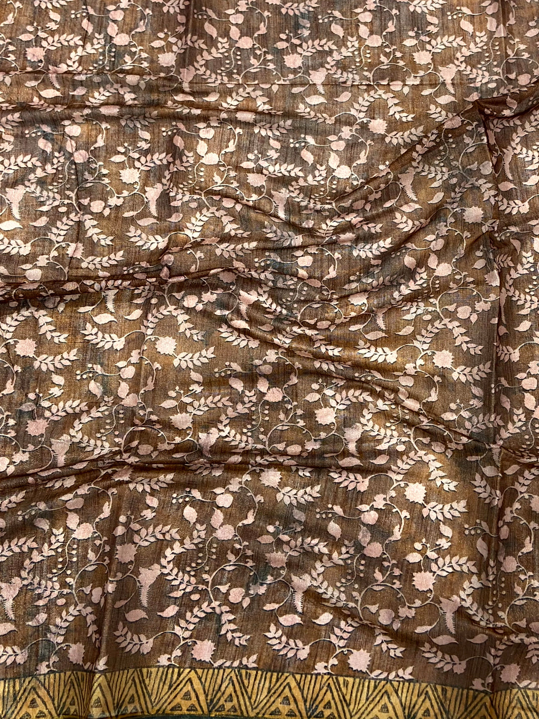 Brown Soft Silk Animal Bandhej Saree by My Store