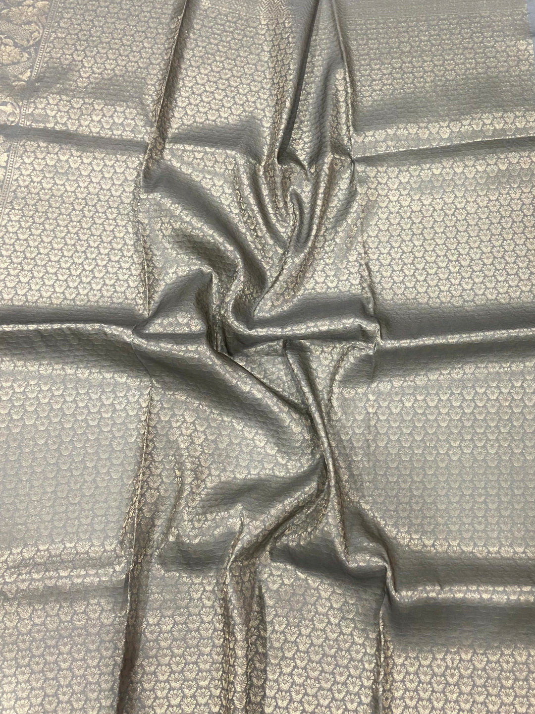Pastel Blue Kanjivaram Digital Silk Saree by My Store