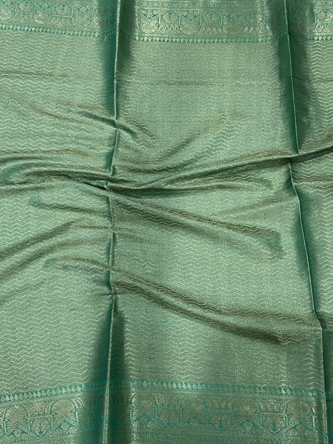 Mint Green Bamboo Silk Floral Saree by My Store