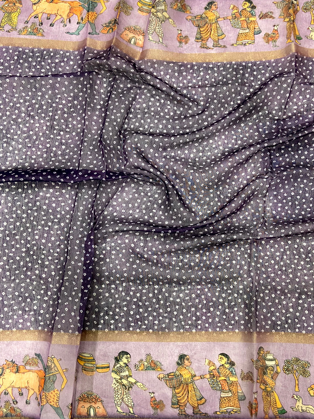 Heritage Soft Chanderi Cotton Bandhej Print Saree by My Store