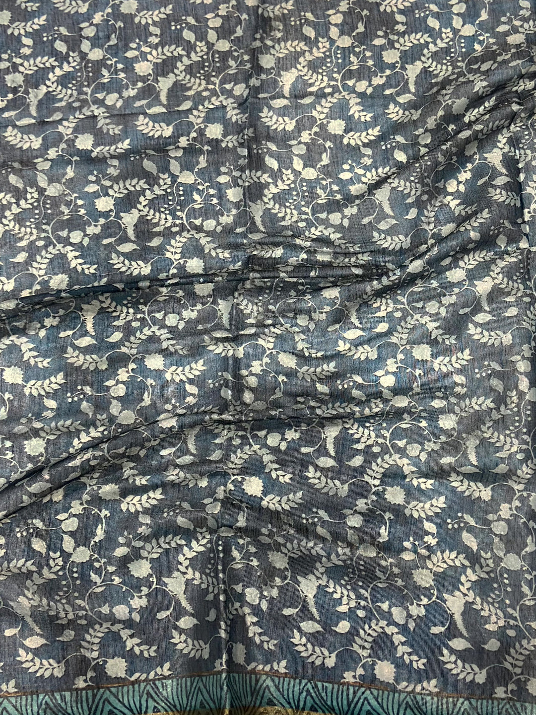 Blue Soft Silk Animal Bandhej Saree