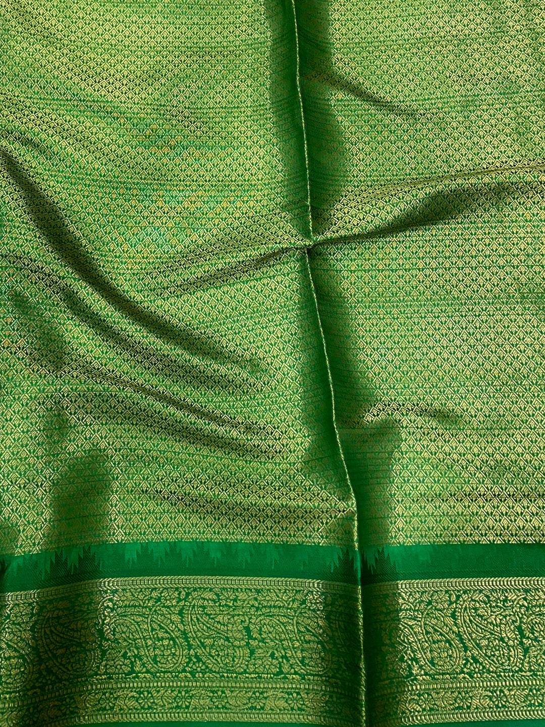 Green Kovai Rettapet Border Digital Print Saree by My Store