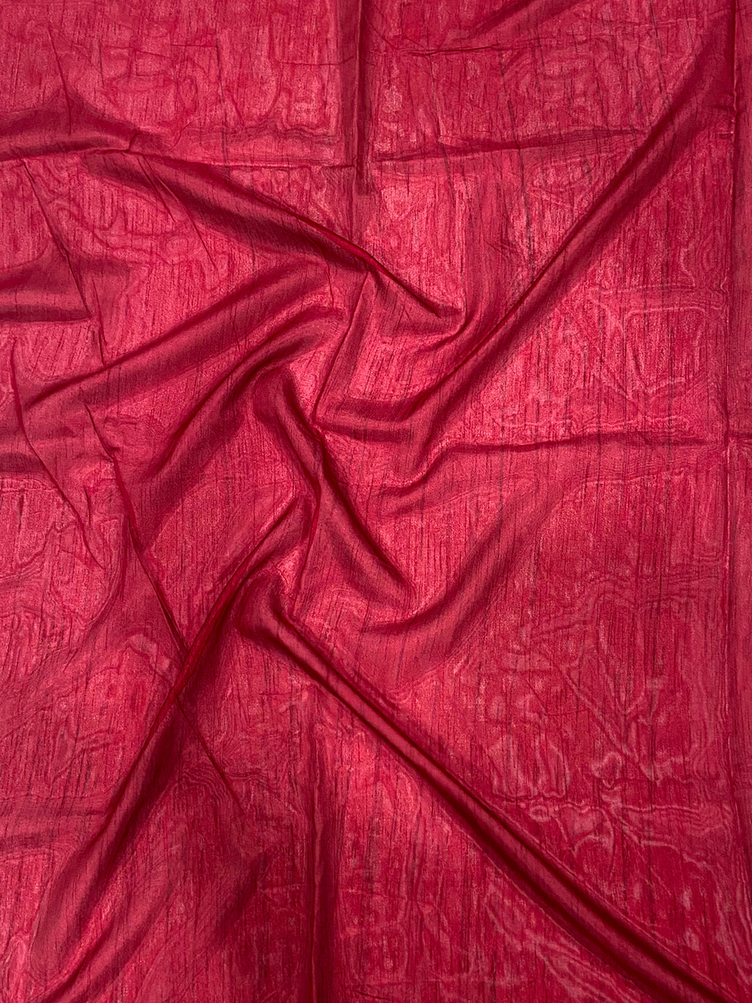 Red Dola Silk Pen Kalamkari Print Saree by My Store