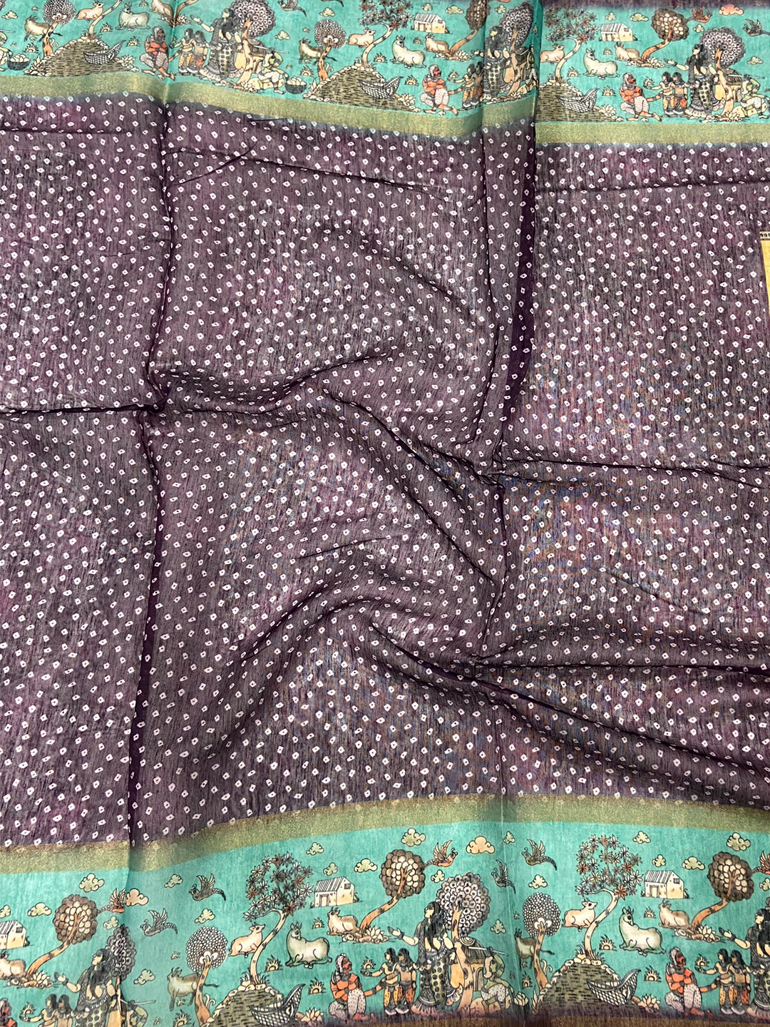 Graceful Soft Chanderi Cotton Bandhej Print Saree by My Store