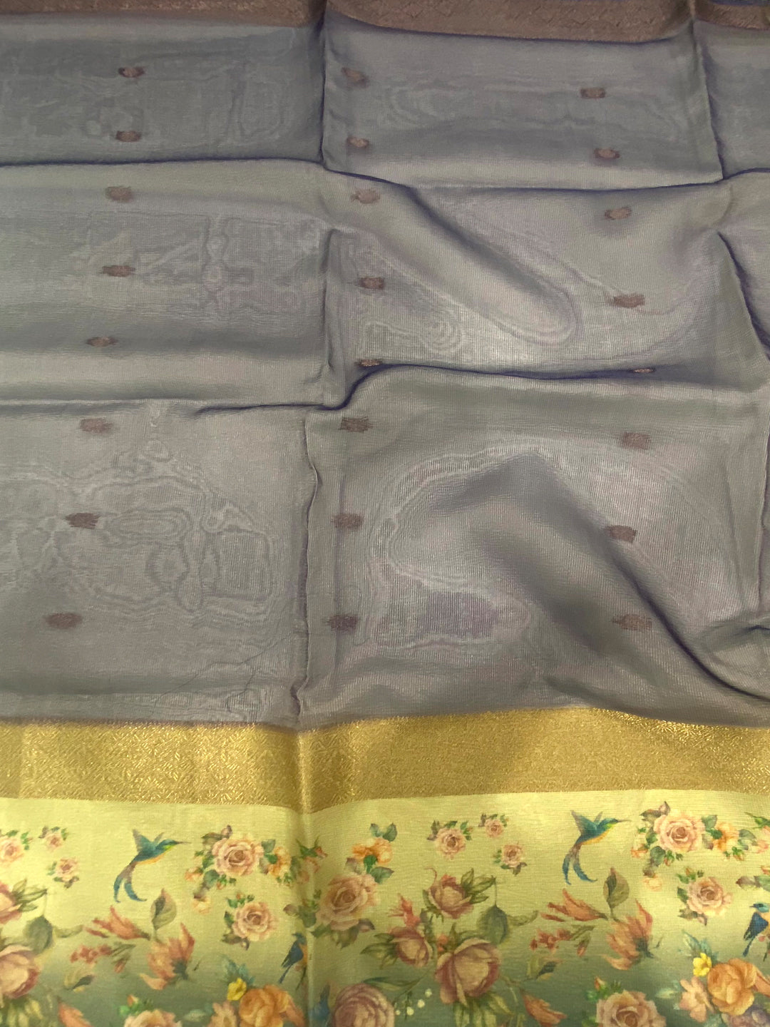 Purple Ombre Zari Tissue Digital Print Saree by My Store