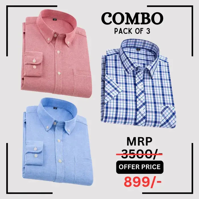 StichButton 100% Anti Wrinkle Imported Cotton Latest Formal Shirts (Combo Pack of 3) The Largest Online Store