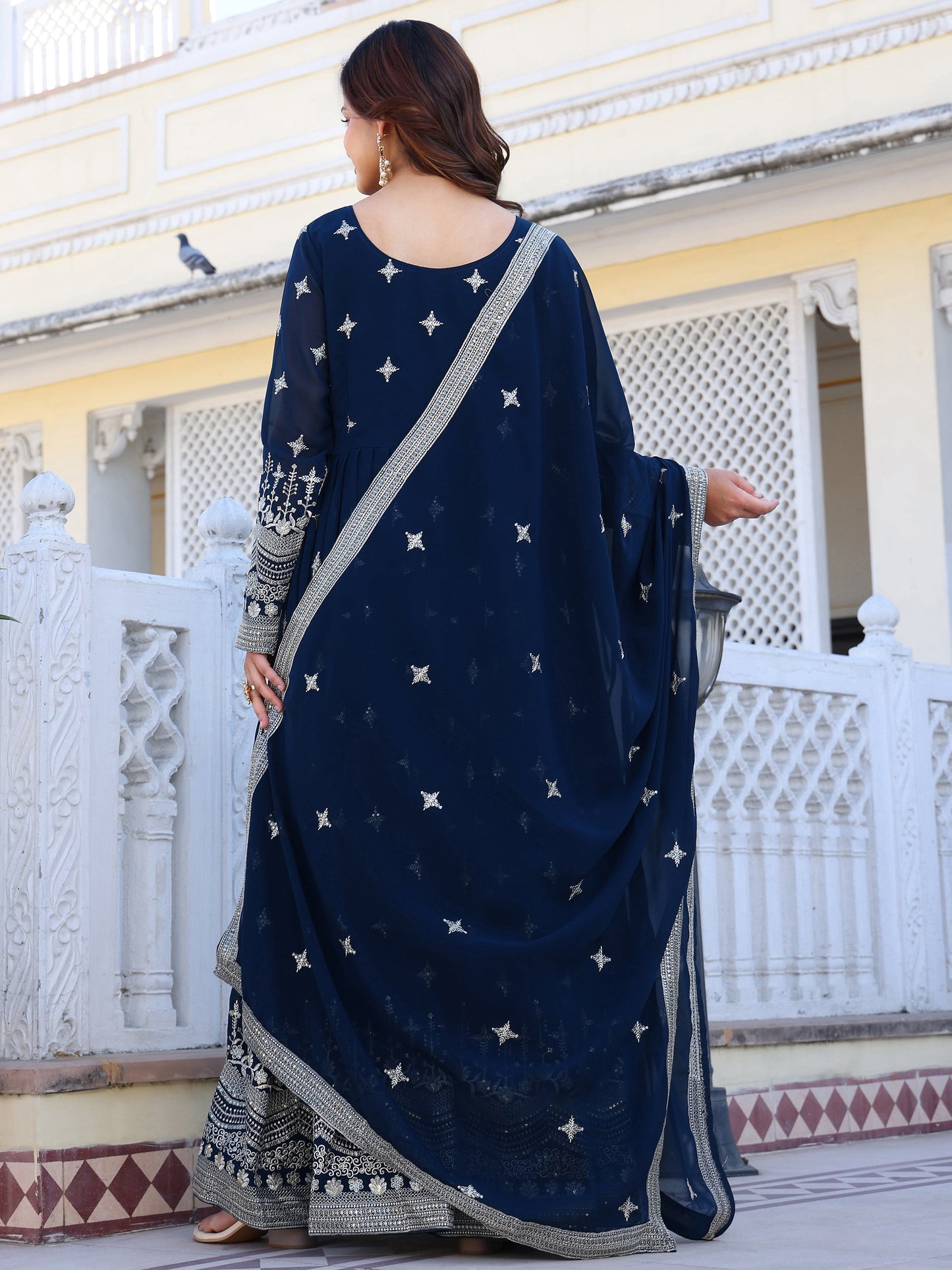 Georgette Festival Wear Turquoise Anarkali Suit