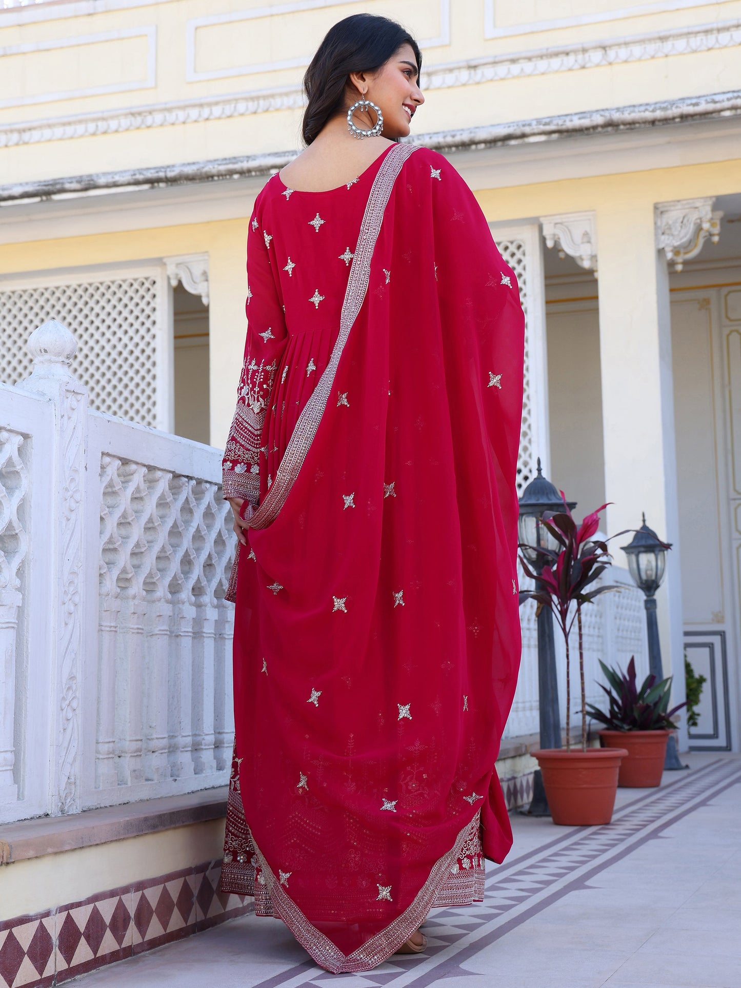Georgette Festival Wear Pink Anarkali Suit