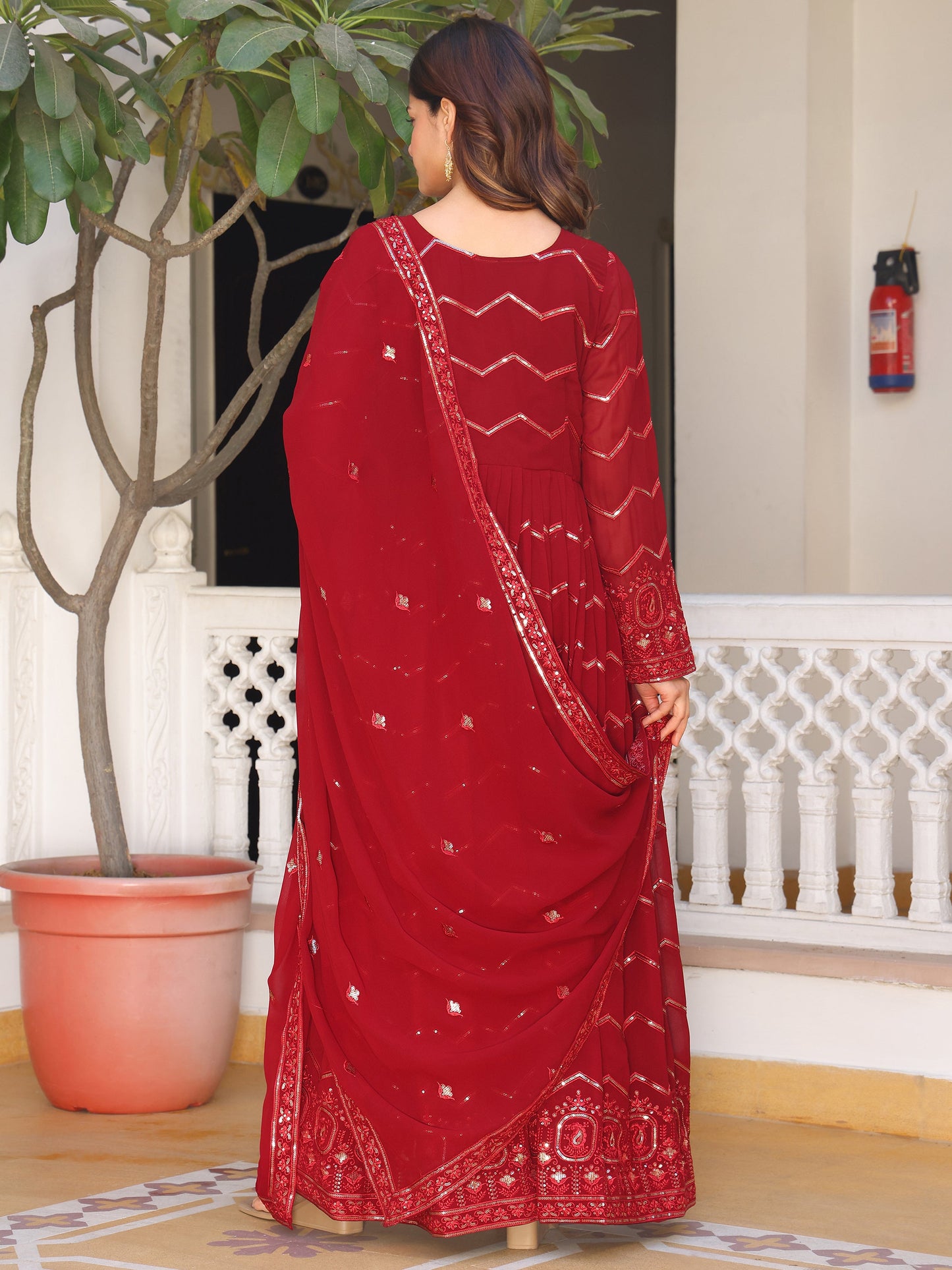 Georgette Party Wear Maroon Anarkali Suit