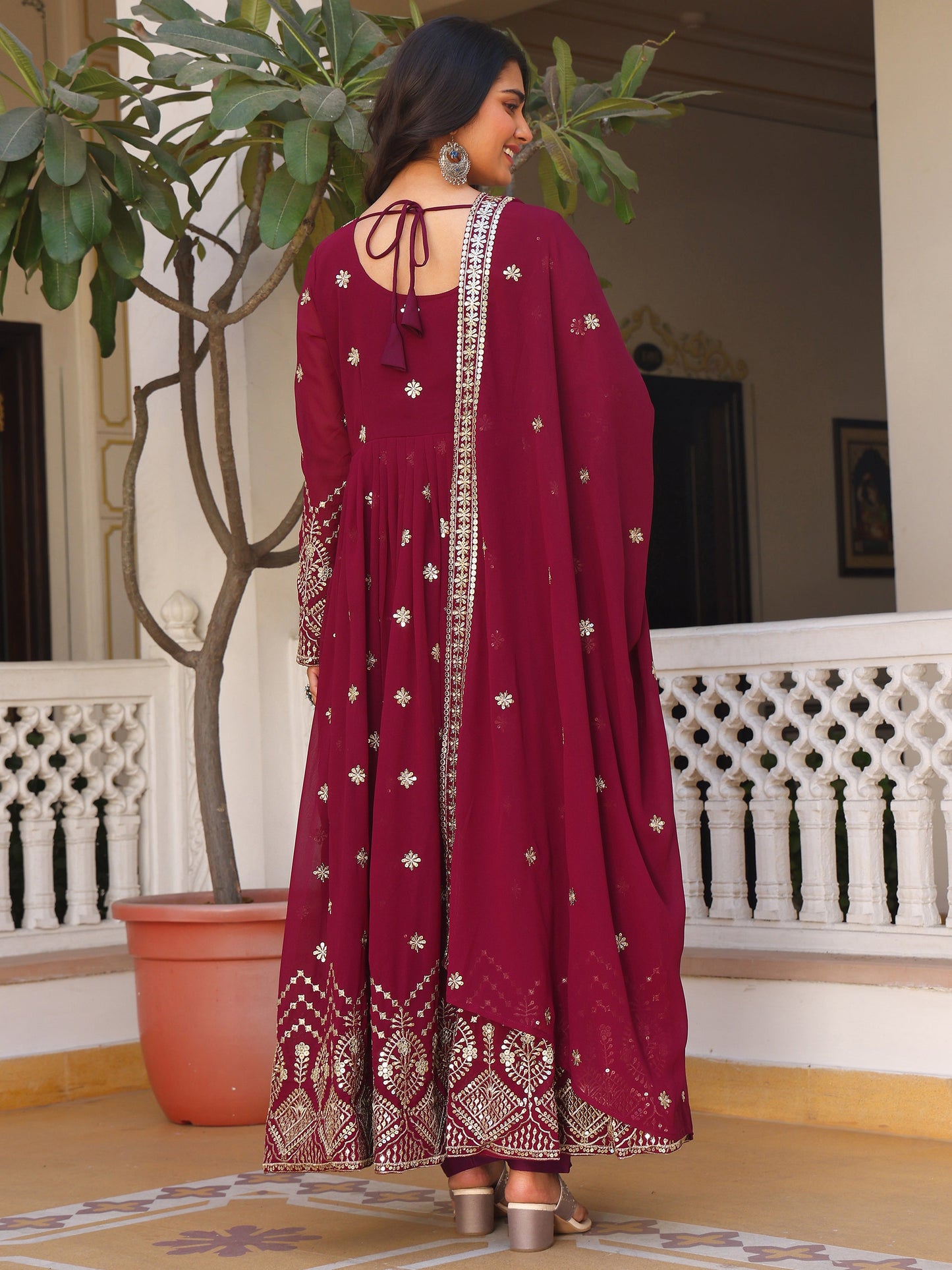 Embroidered Party Wear Purple Anarkali Suit