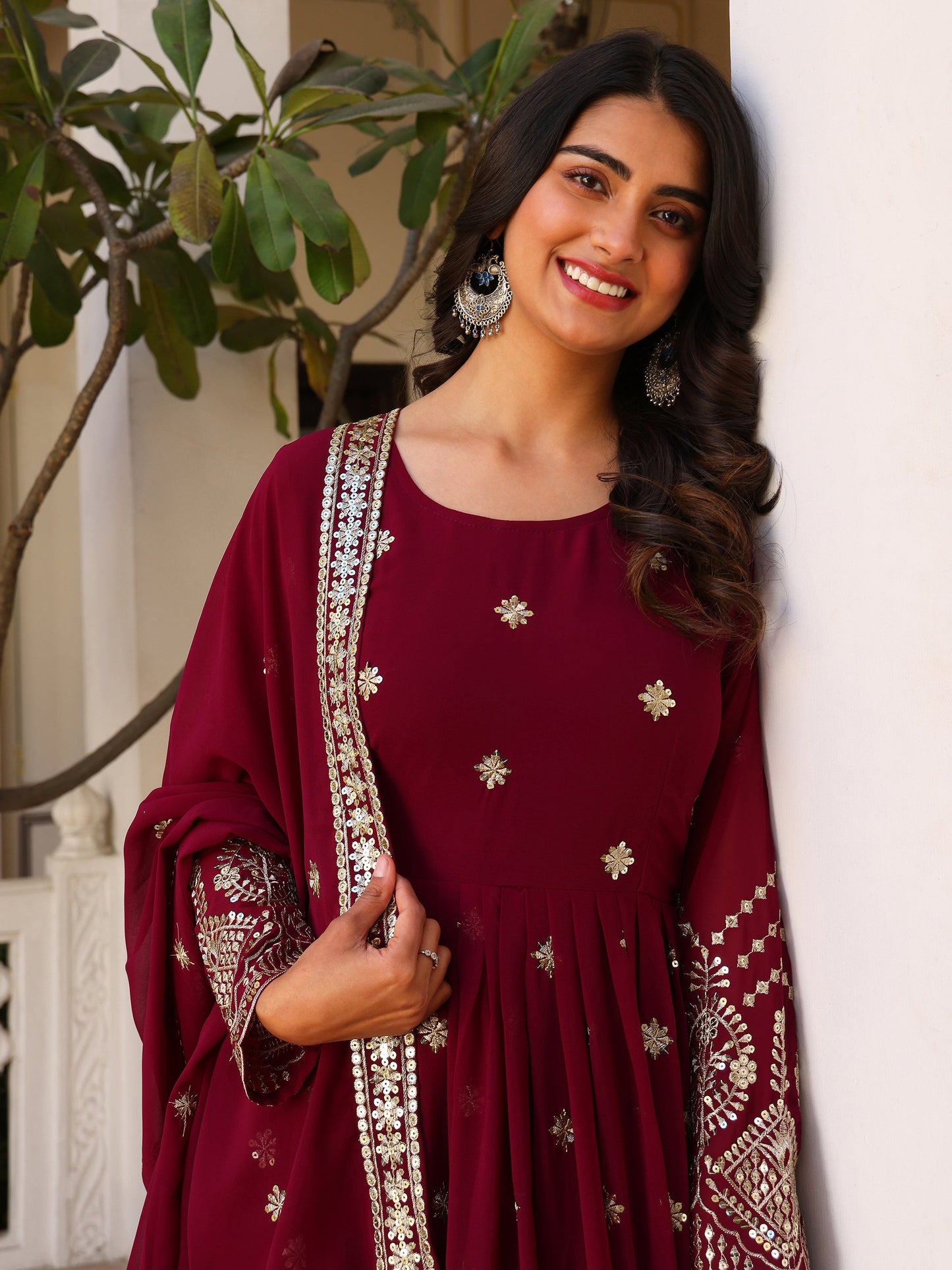 Embroidered Party Wear Purple Anarkali Suit