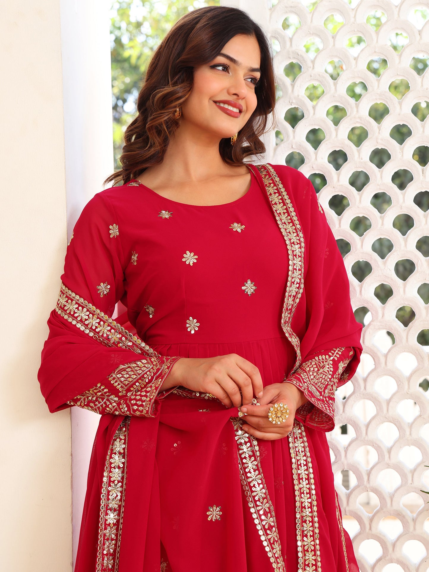 Embroidered Party Wear Pink Anarkali Suit