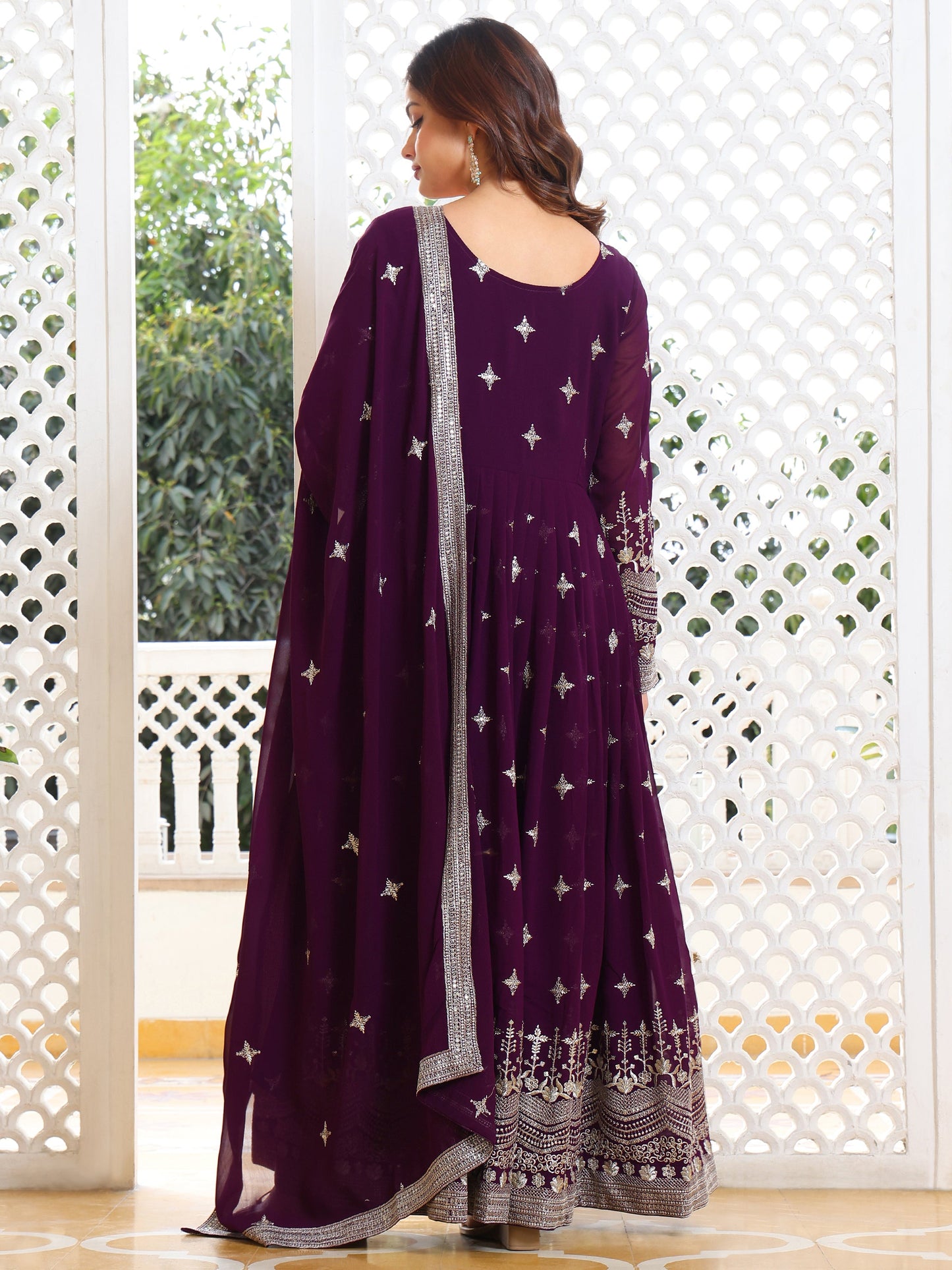 Georgette Festival Wear Purple Anarkali Suit