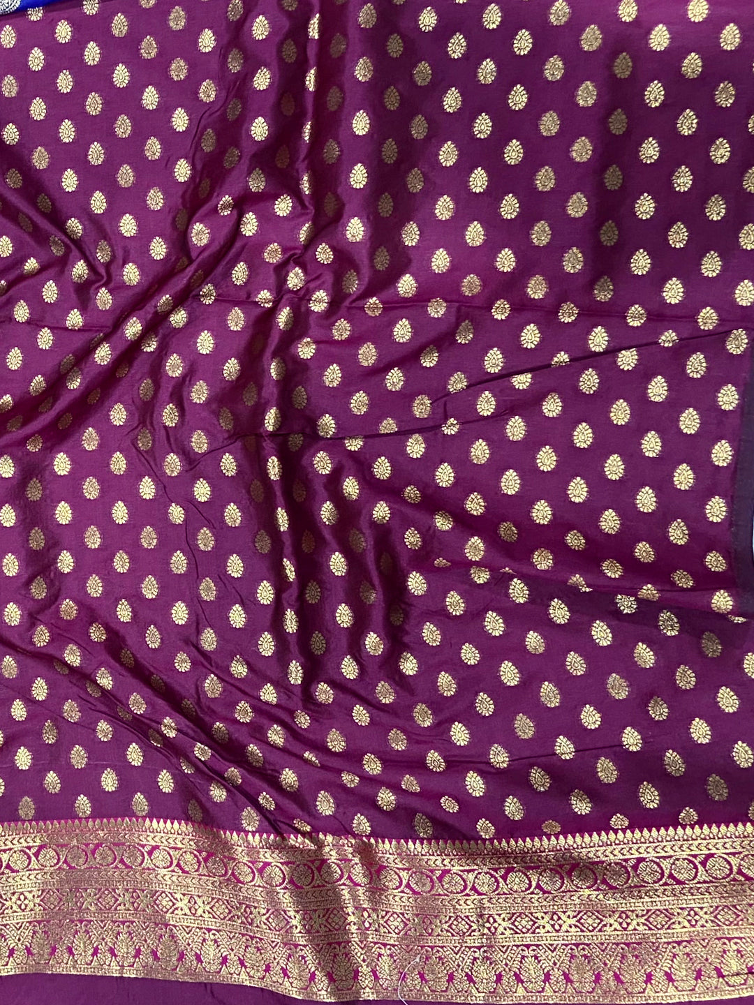 Purple Meenakari Butti Soft Gadwal Silk Saree by My Store