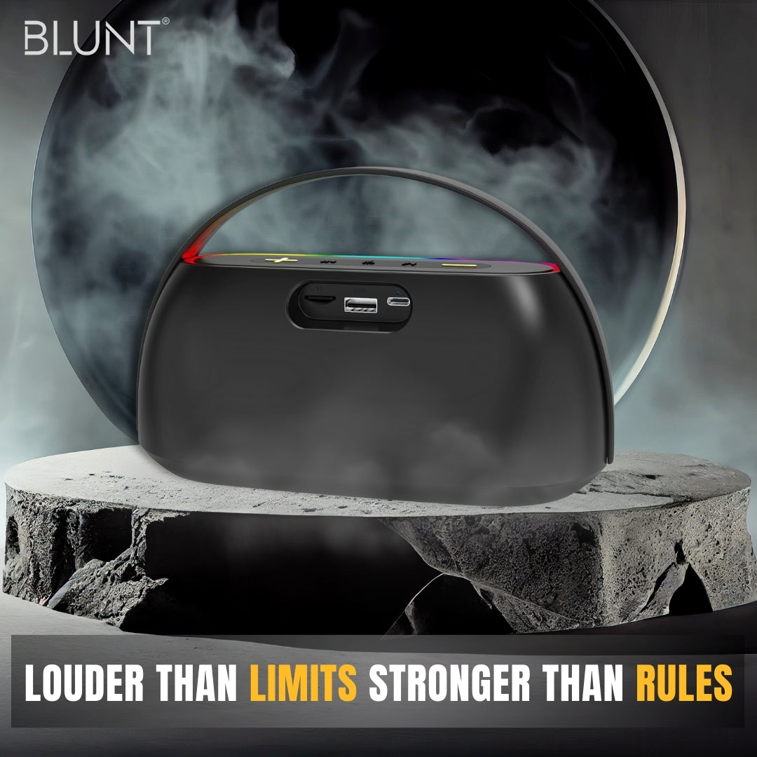 BLUNT SOUNDWAVE T4 – 18W RGB Bluetooth Speaker with 12H Playtime, TWS, FM & More