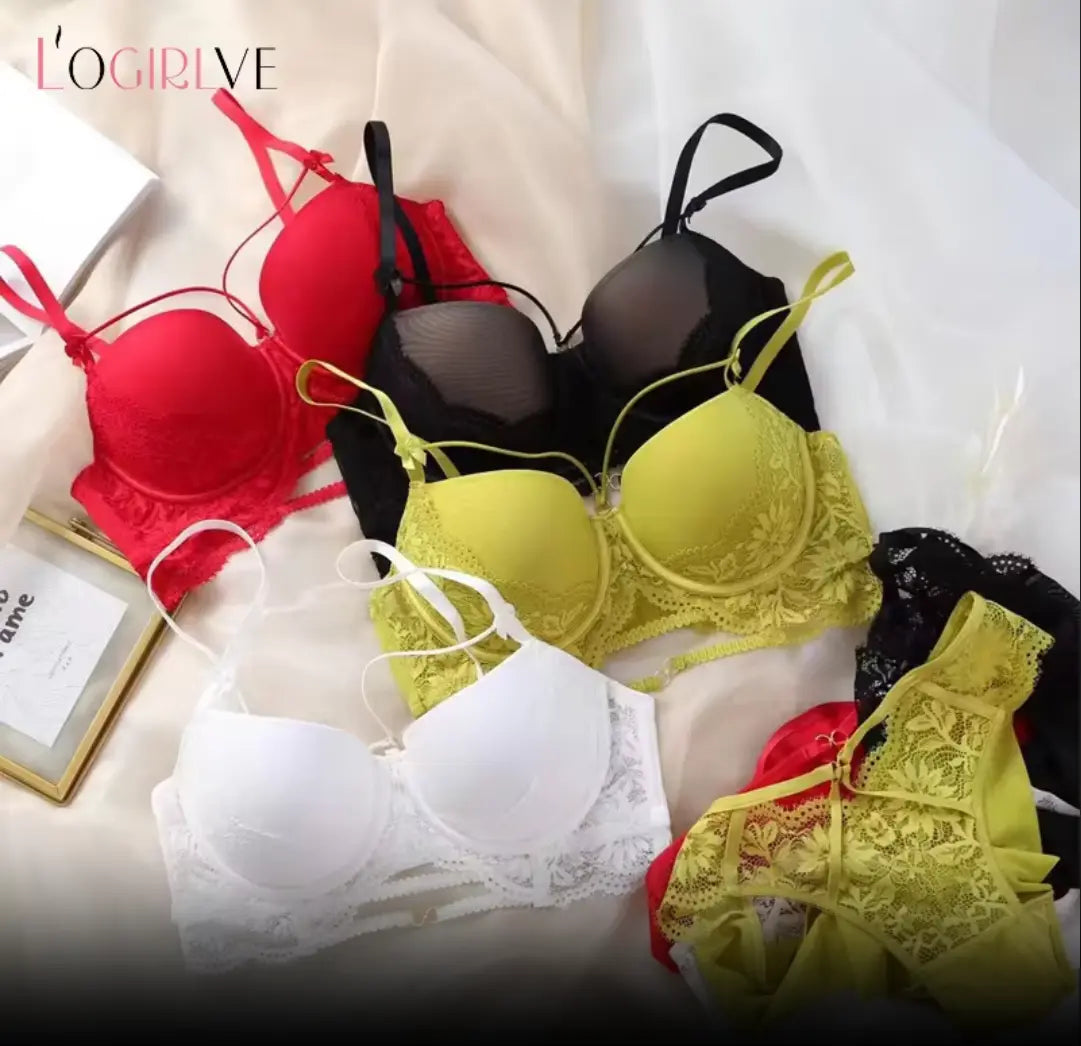 Women's Lightly Padded Wire Free Bra Panty Lingerie Set for Girl's Combo (Pack of 4) - My Store
