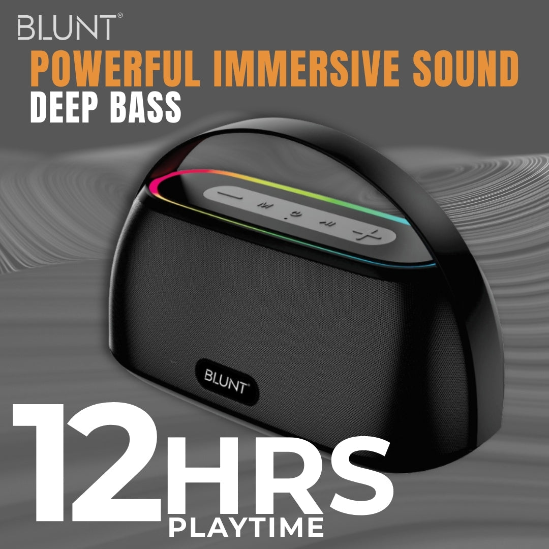 BLUNT SOUNDWAVE T4 – 18W RGB Bluetooth Speaker with 12H Playtime, TWS, FM & More