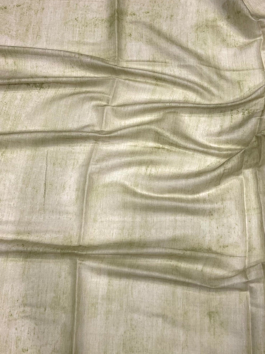 Mint Green Tissue Floral Leaf Print Saree by My Store