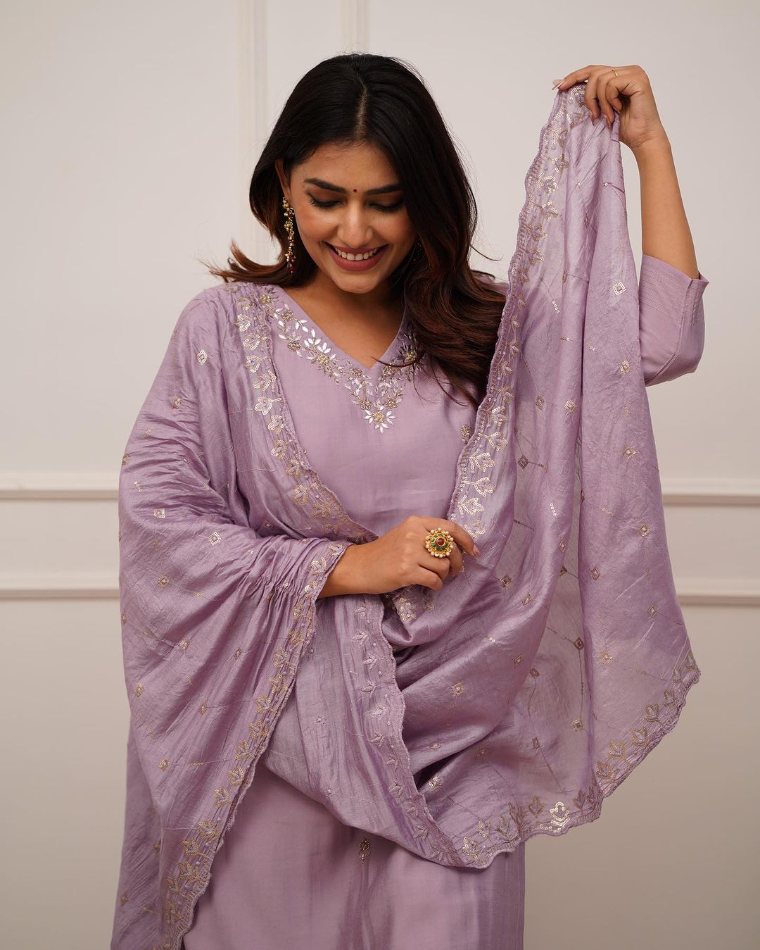 Festival Wear Viscos Lavender Kurta Set