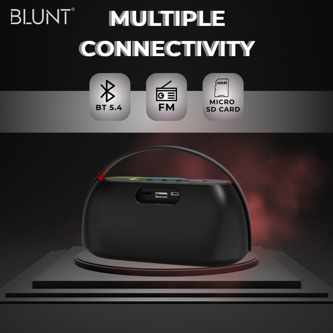 BLUNT SOUNDWAVE T4 – 18W RGB Bluetooth Speaker with 12H Playtime, TWS, FM & More
