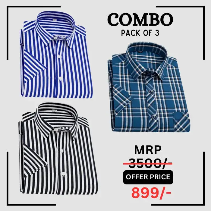 StichButton 100% Anti Wrinkle Imported Cotton Latest Formal Shirts (Combo Pack of 3) The Largest Online Store