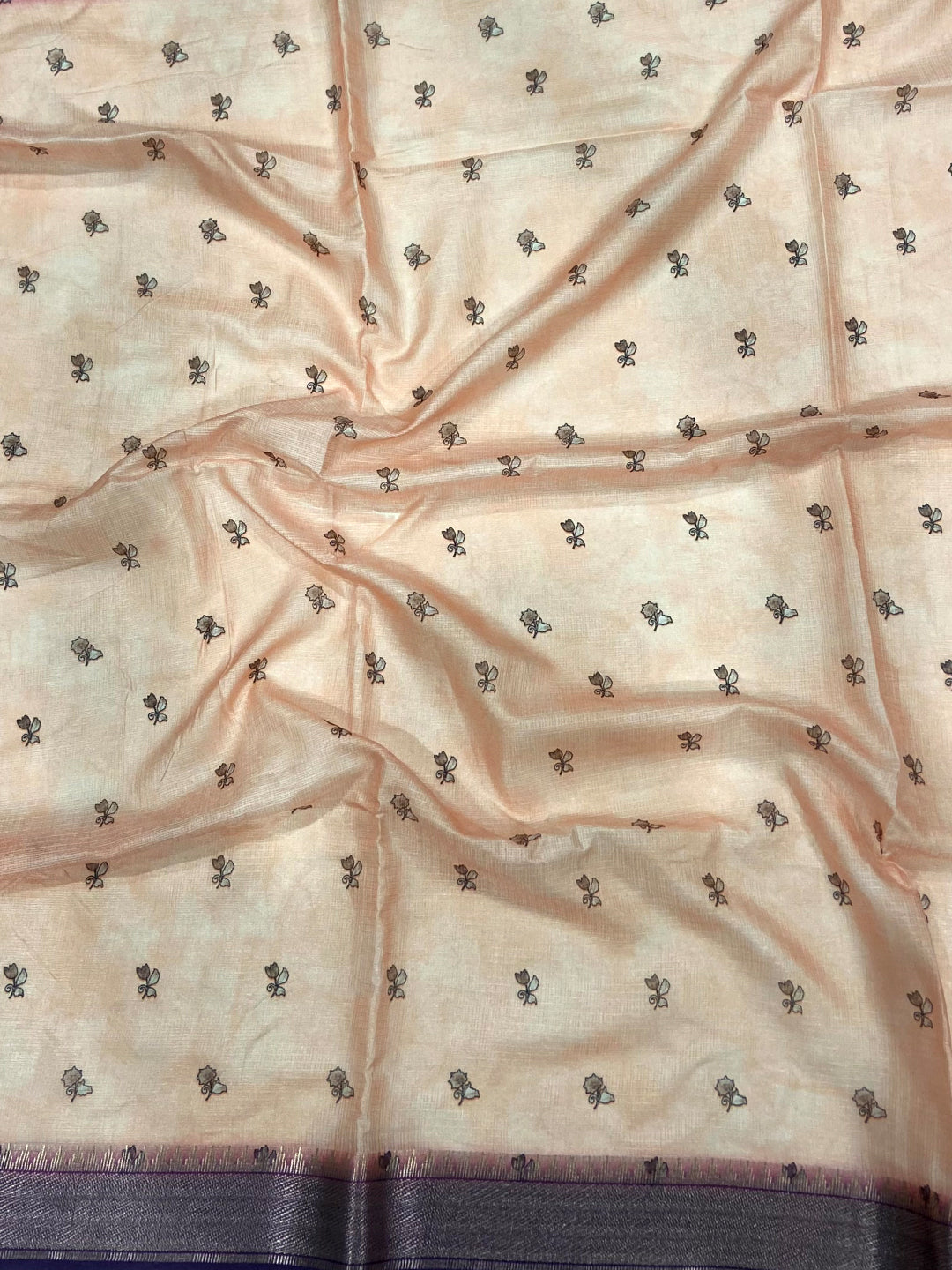 Pastel Pink Kota Doriya Zari Weave Digital Print Saree by My Store
