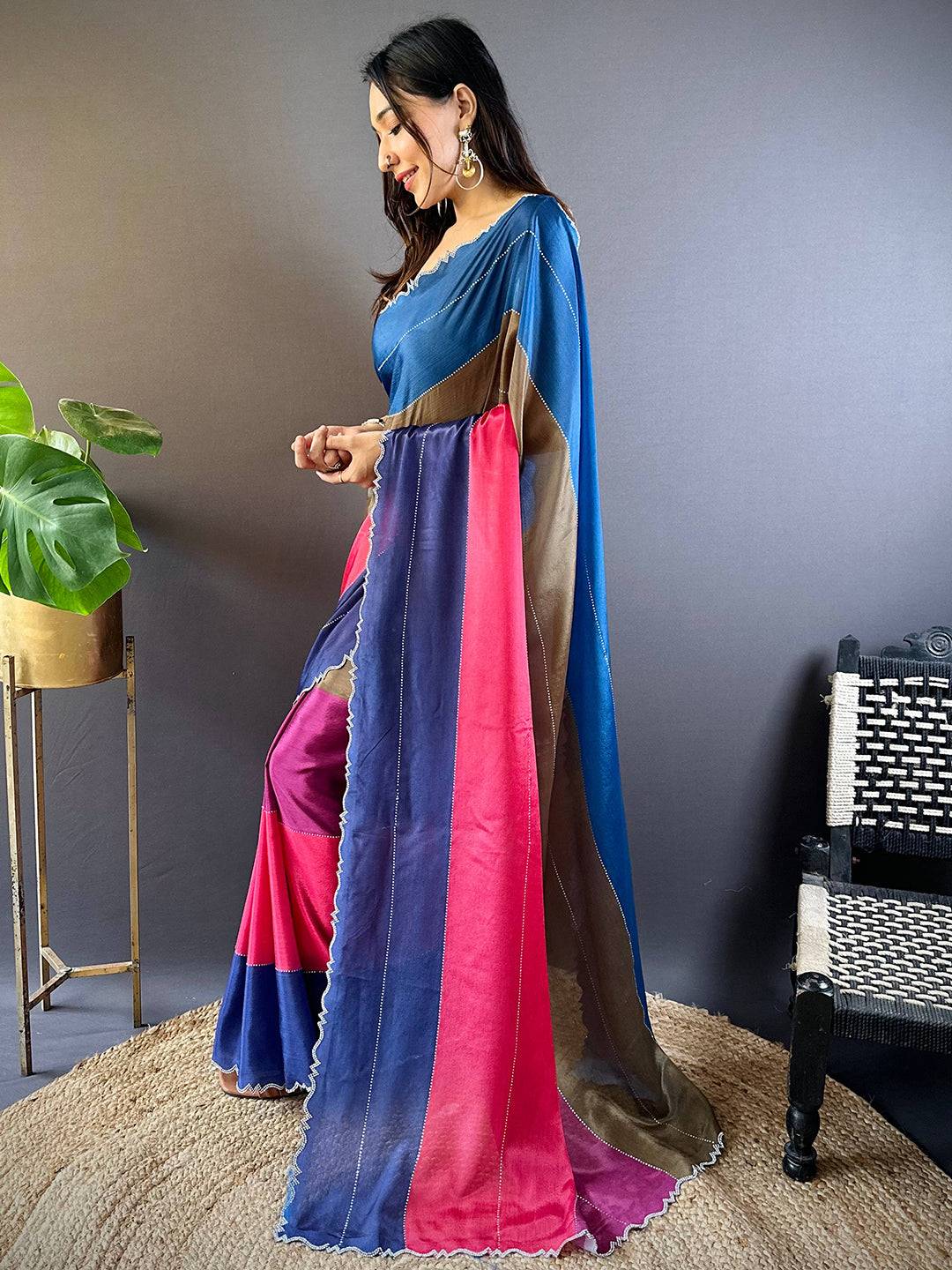 Radiant Multi Color Zarocan Saree by My Store