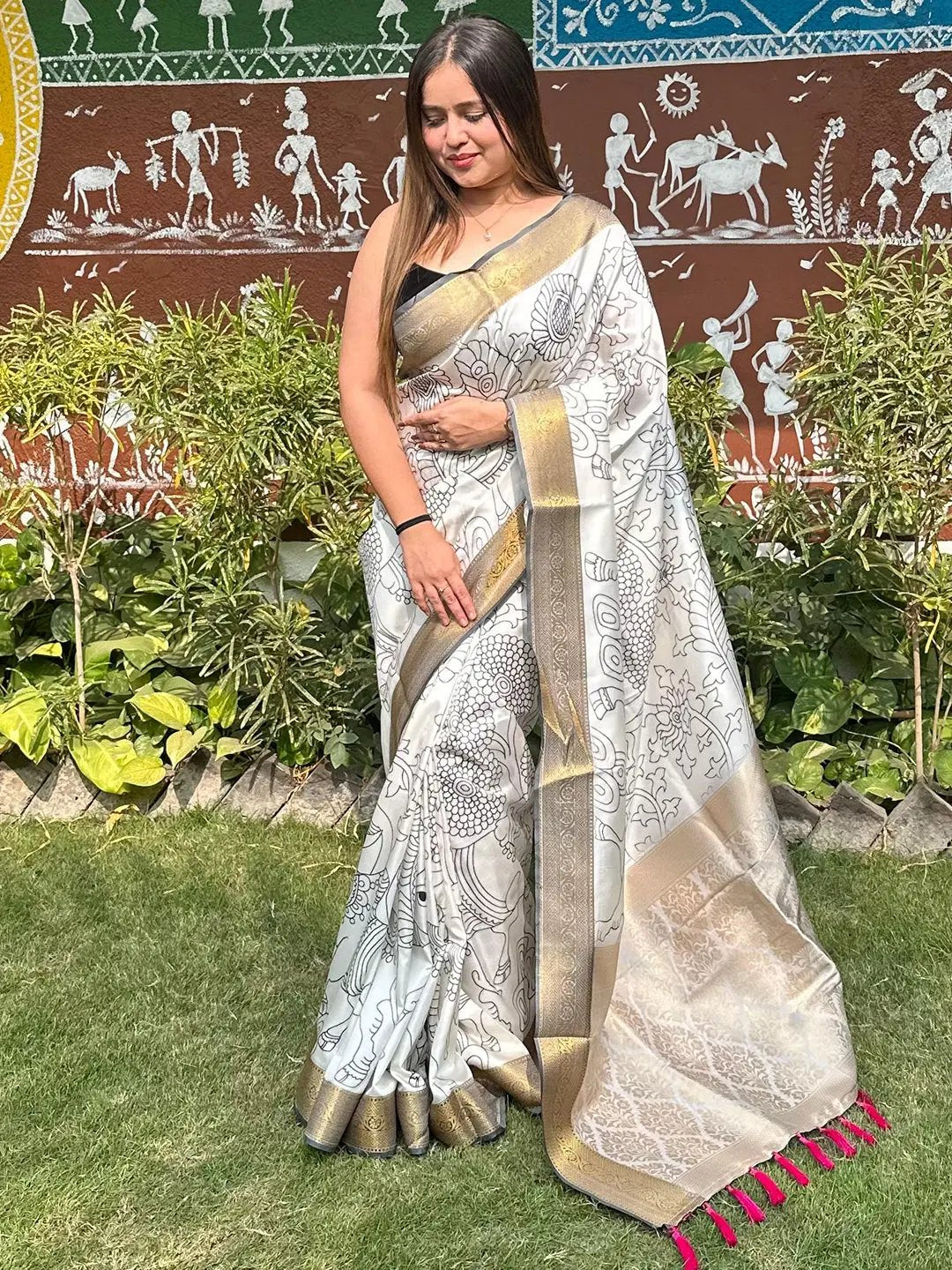 Stunning Kalamkari and Block Print Work Saree by My Store