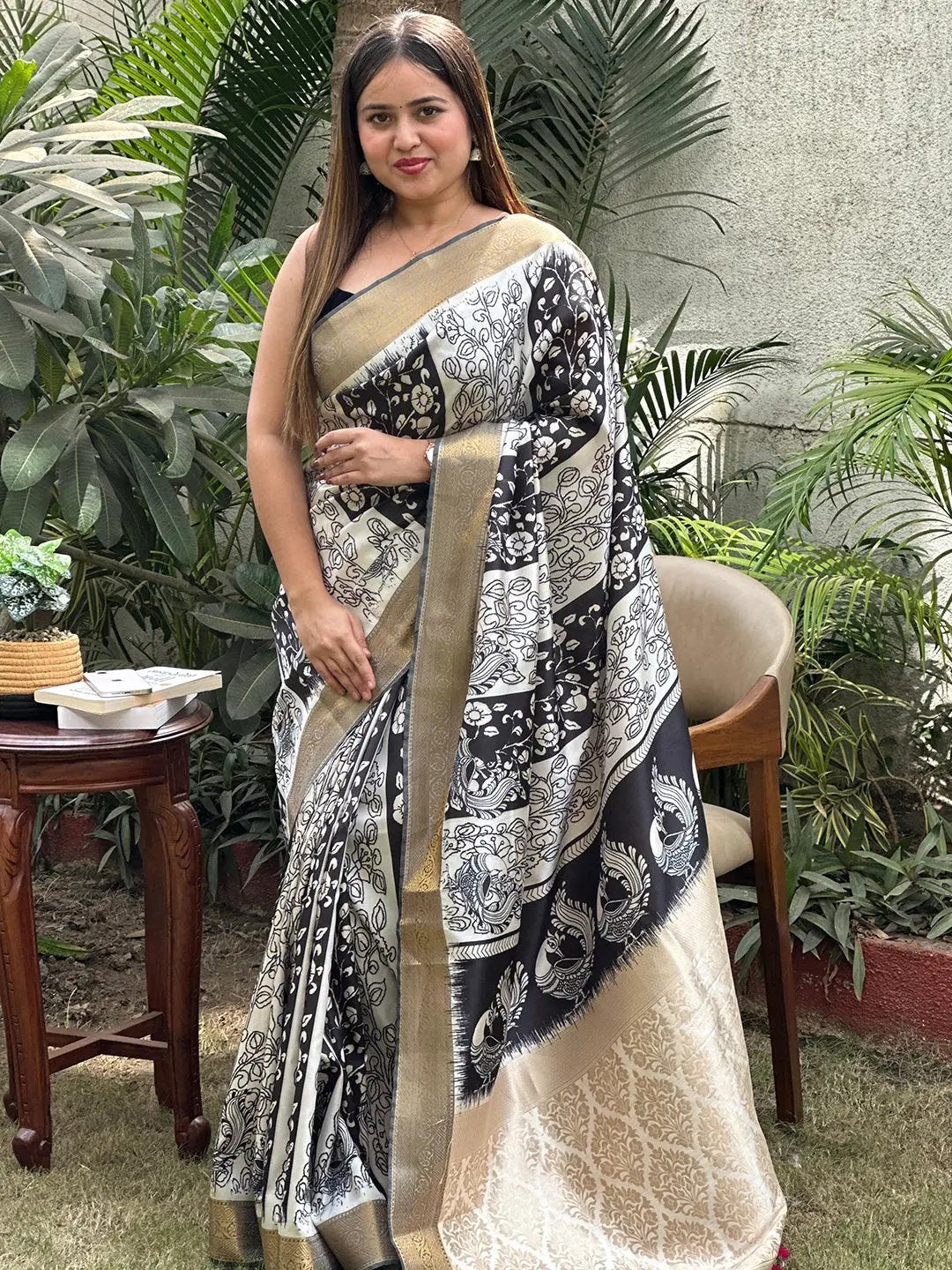 Stunning Kalamkari and Block Print Work Saree