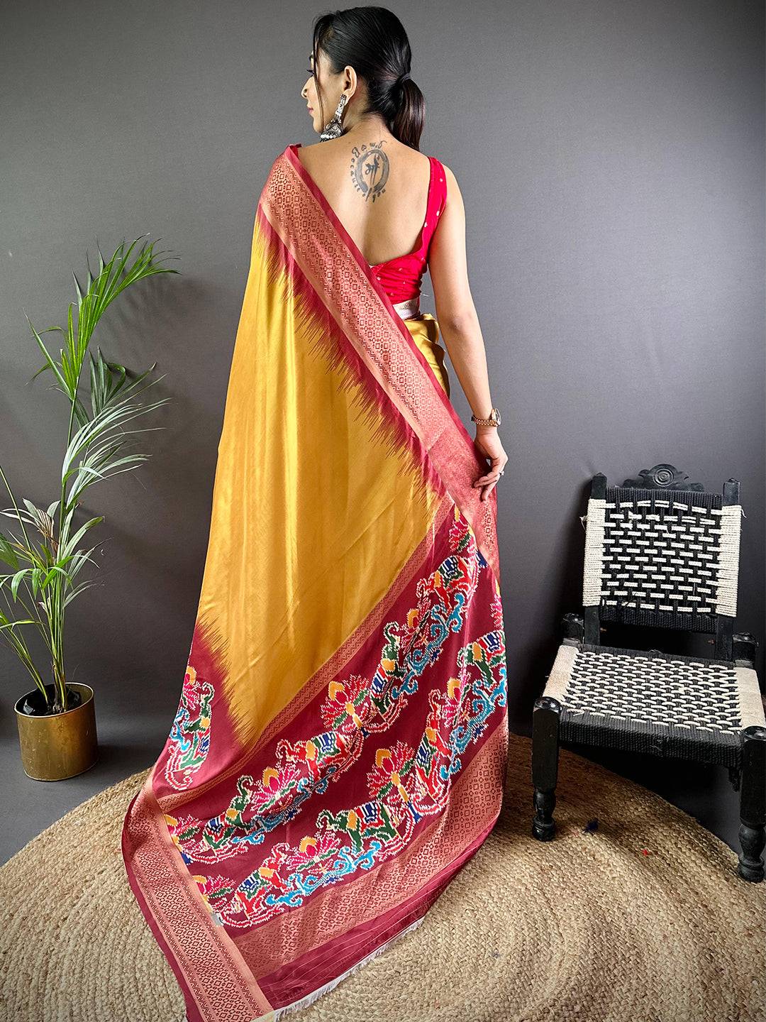 Desert Yellow Banarasi Silk Saree by My Store