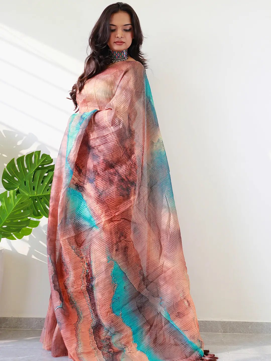 Elevate Your Style with Multy Colored Print Bollywood Design Crash Saree by My Store
