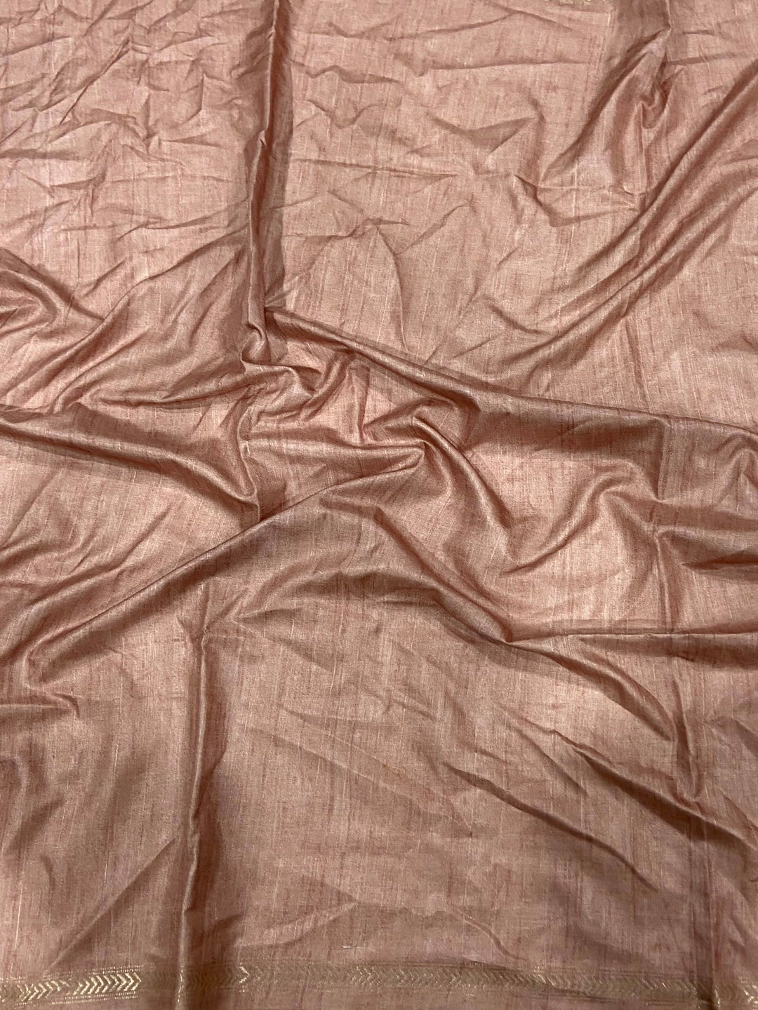 Light Pink Ghicha Leaf Print Saree by My Store